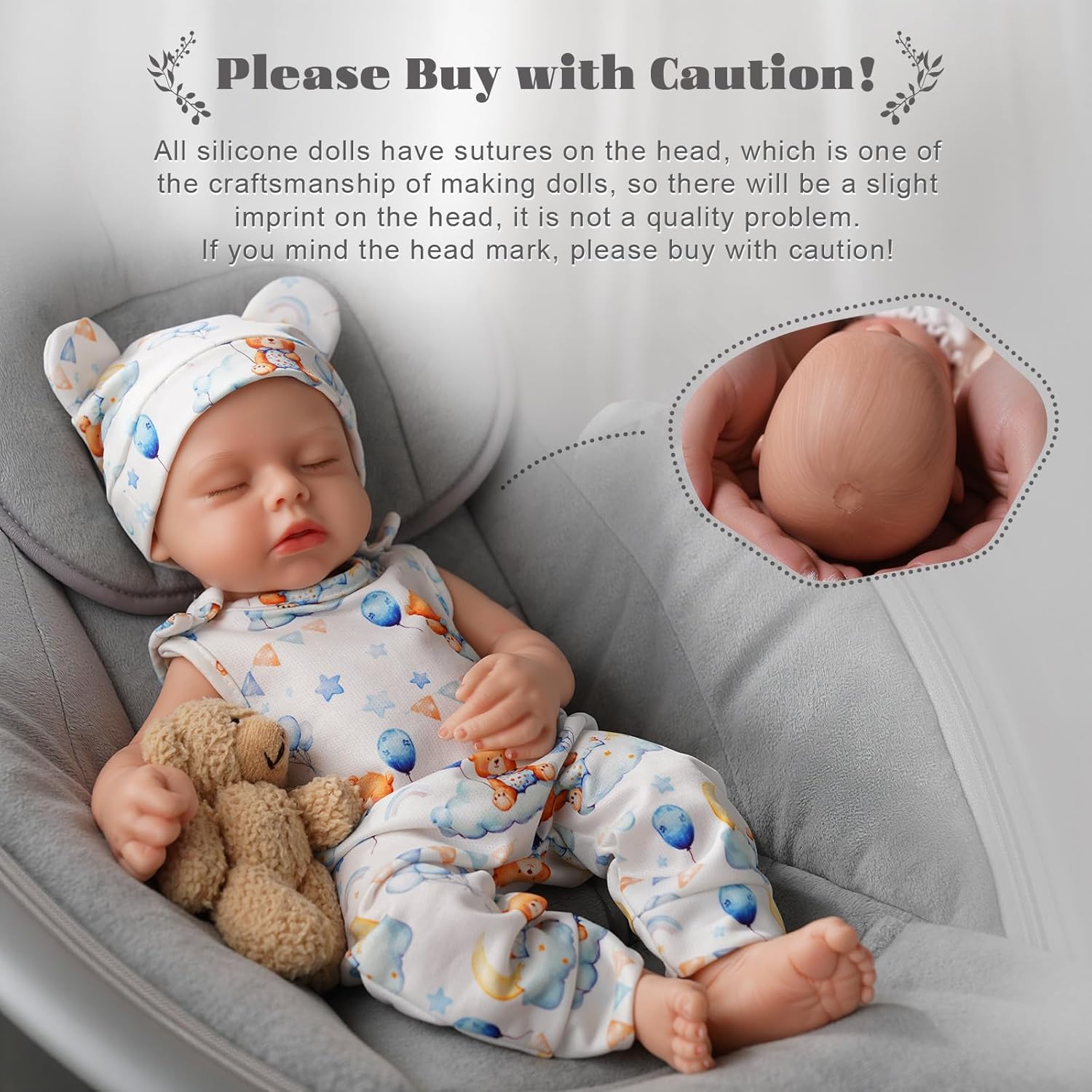 BABESIDE 16 Inch Silicone Reborn Baby Doll Boy - Anatomically Correct Lifelike Newborn with Bee Bear Rattle, Gift for Kids 3+ Years
