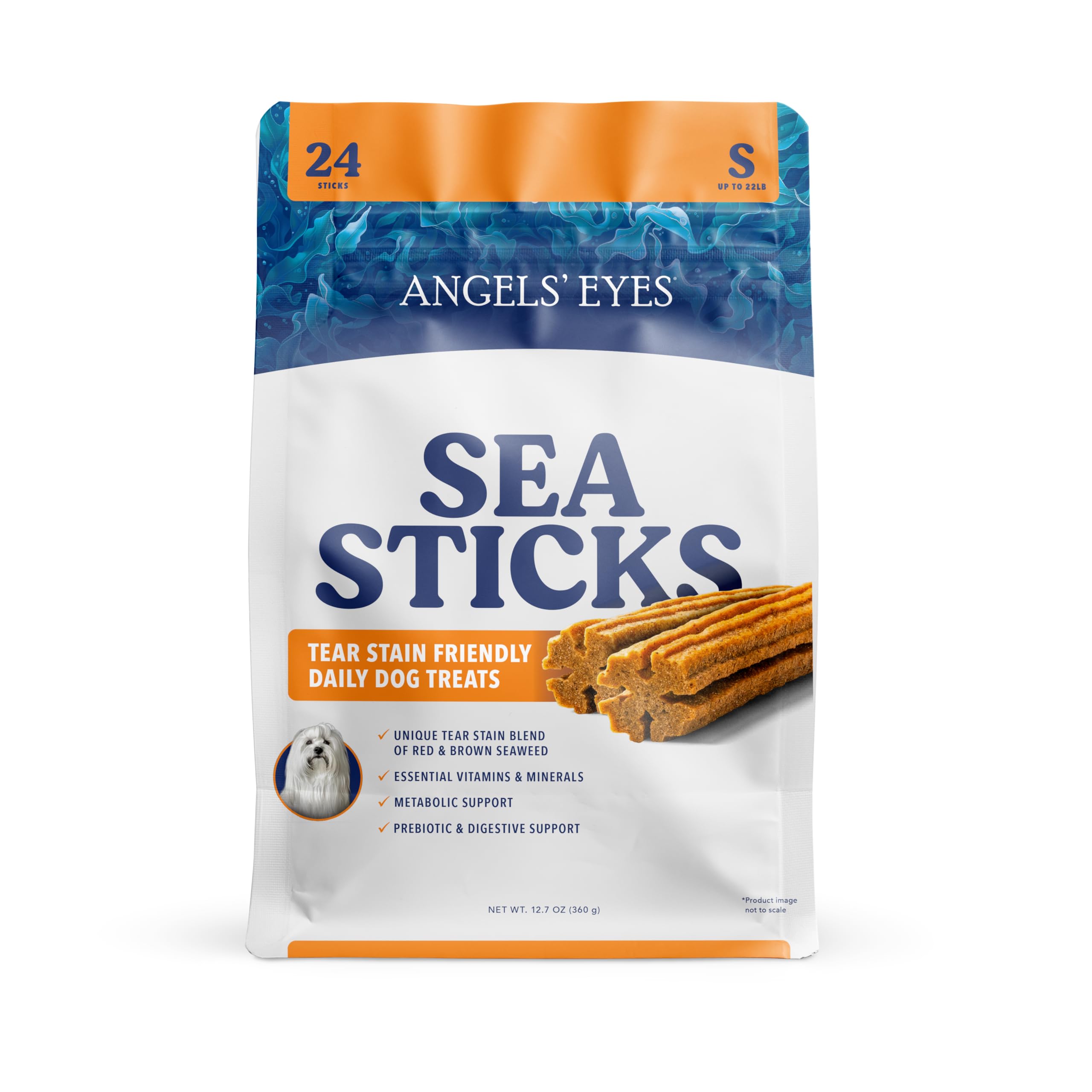 Angels’ Eyes Sea Sticks Tear Stain Friendly Daily Dog Treats with Red & Brown Seaweed Tear Stain, Gut Health, & Metabolic Support Grain-Free, Gluten-Free, Plant-Based North Sea Small 24ct