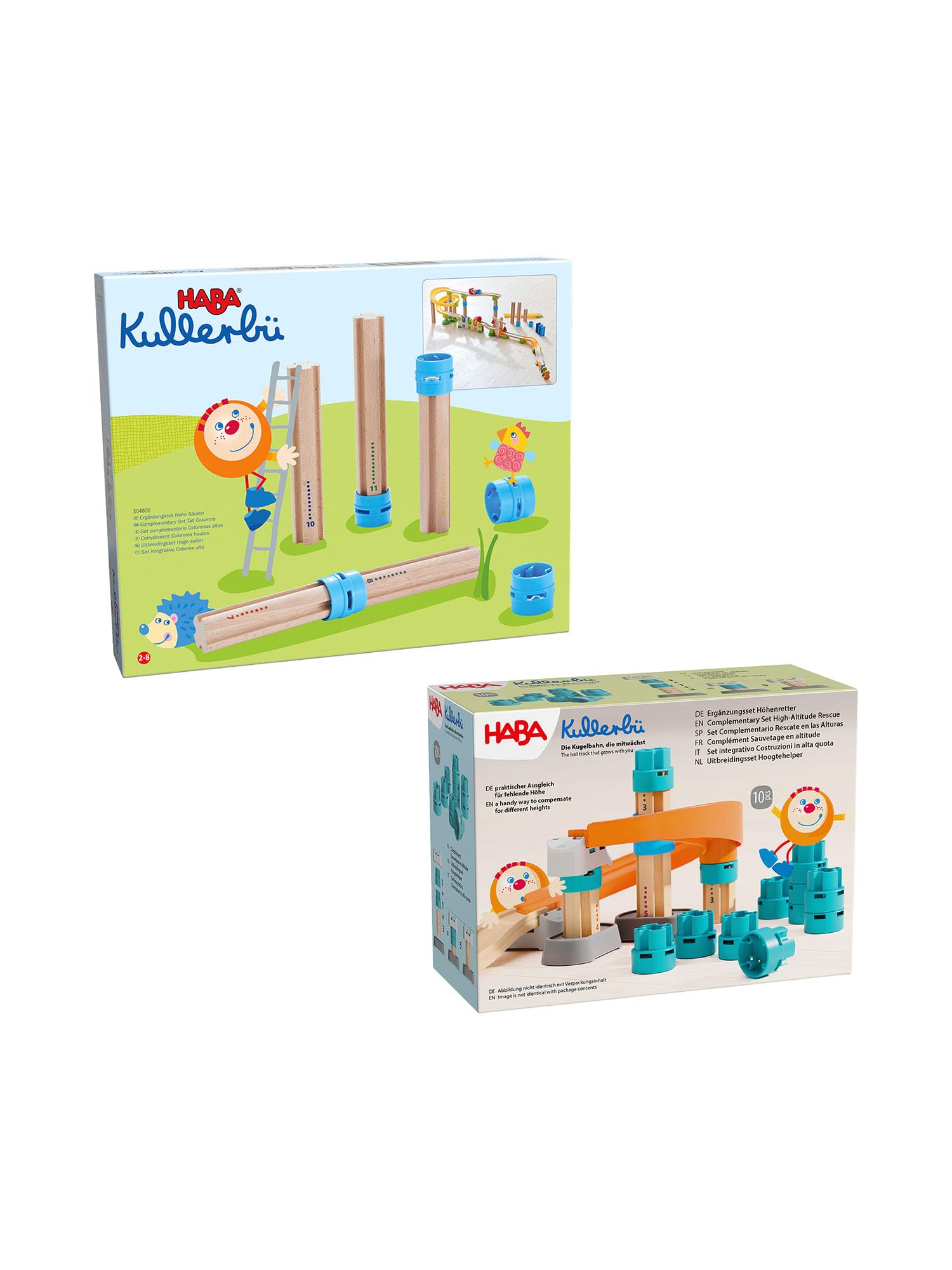 HABA Spielbausteine Kullerbü zestaw uzupełniający wysokość kolumny 2-częściowy zestaw - zestaw uzupełniający i wysokie kolumny od 2 lat