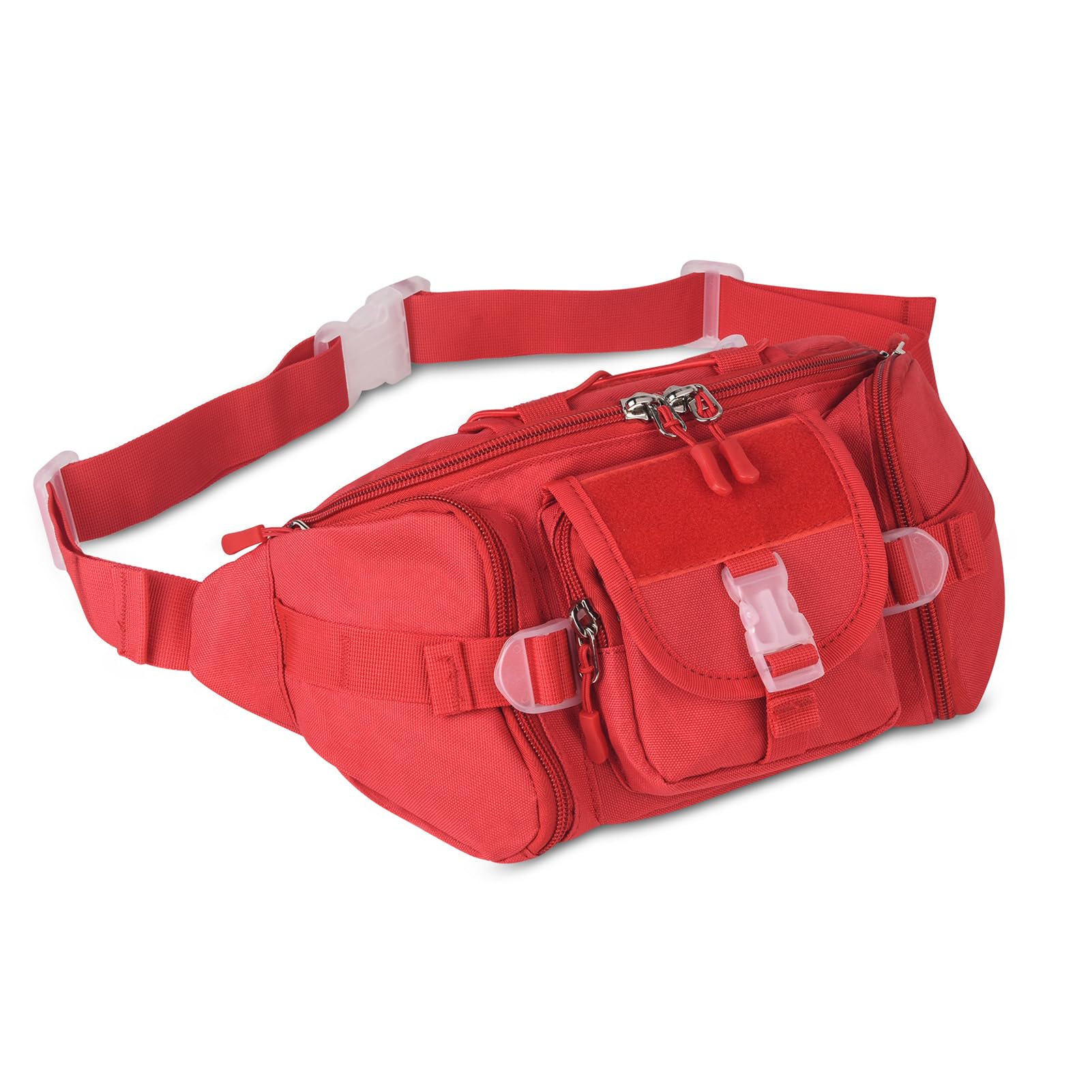 Tactical Men's Waist Bag Molle Bum Bag Water-Repellent Belt Bag Unisex Women Men Robust Waist Pack Fanny Pack for Outdoor Running Travel Hiking Cycling Camping Trekking Leisure, red, 20-32x15x5-13 cm