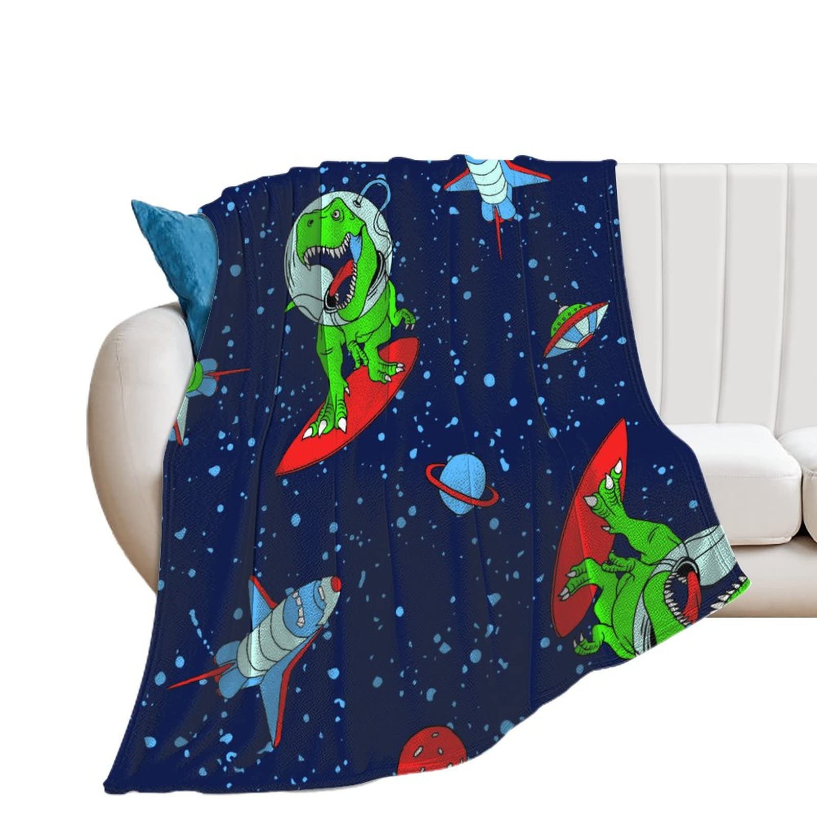 Plaid canapé doux anti-froid en flanelle dinosaure pour réchauffer vos soirées