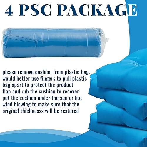 Miniatura 4 de Juego de 4 cojines para sillas de patio para muebles de interior y exterior, almohadillas de respaldo alto, impermeables, cómodos, cojines de