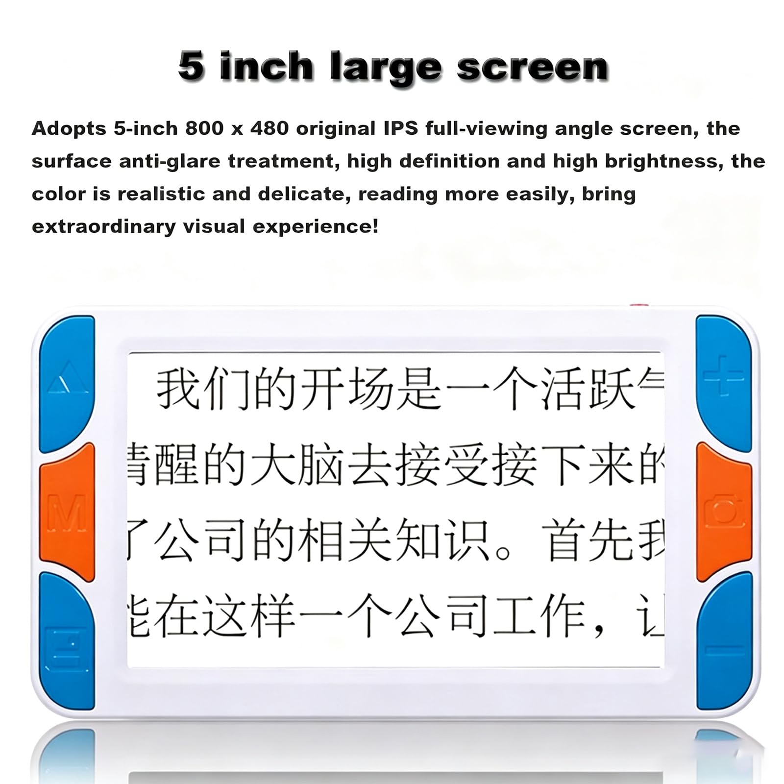 Loupe Vidéo Numérique Portable, Aide À La Lecture Visuelle Électronique De 5 Pouces avec Poignée Pliable, Adaptée Aux Personnes Malvoyantes, Atteintes De Dégénérescence Maculaire Et De Basse