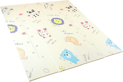 Vic Kid® Baby Play Mat/Foldable Crawling Mat/Medium Size/Thick Foam/Double Sides Multi-Purpose Water Proof. (5.8 X 5.15Ft) (Side A- Amimal Paradise + Side B- Elephant)…