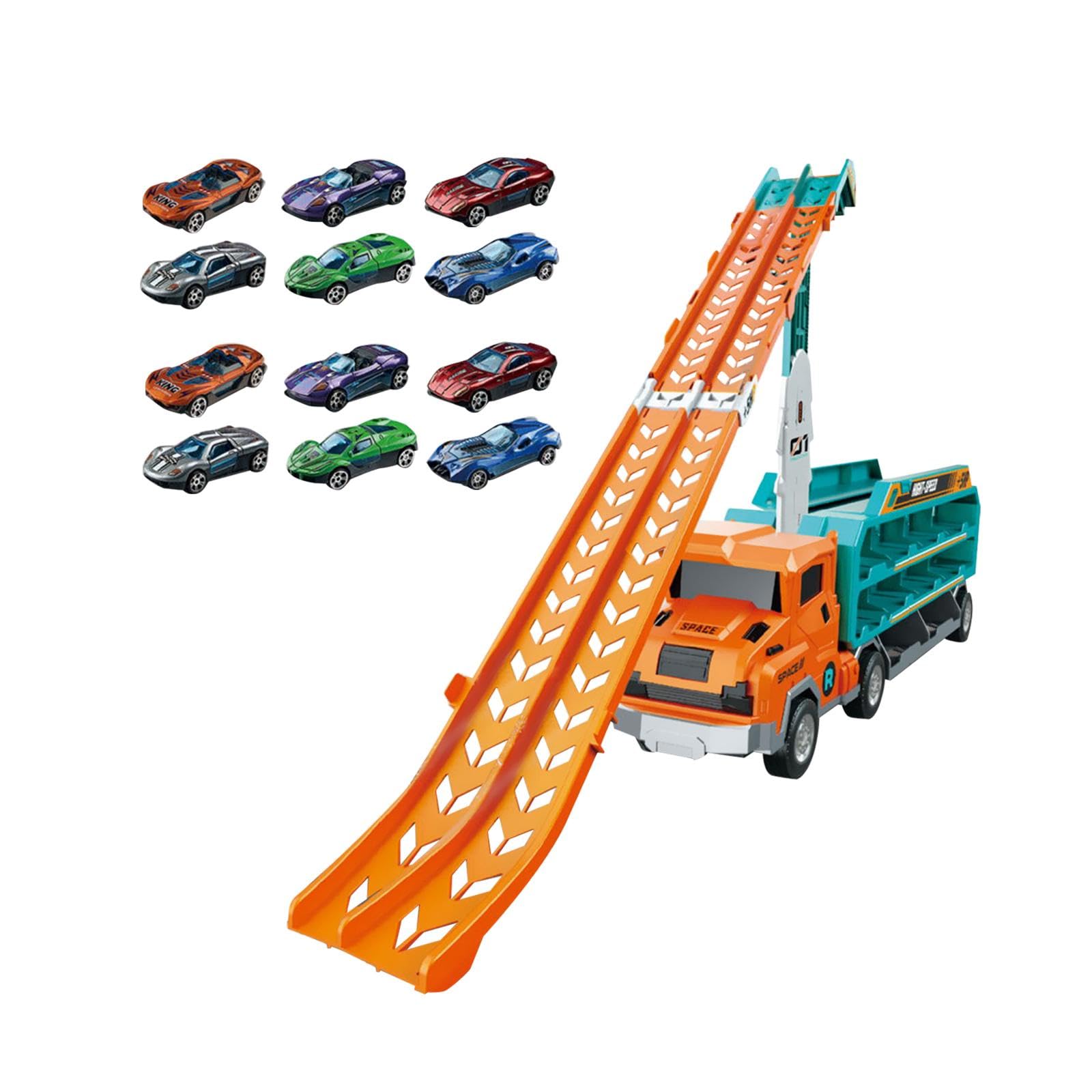 Camión Transportador de Coches de Juguete, Camión de Transporte Transformable, Divertido Camión de Juguete Plegable, Transportador de Almacenamiento D, Naranja