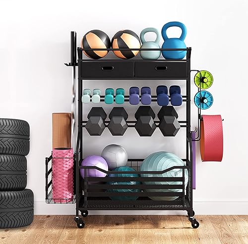 Miniatura 8 de GAOMON Equipo de gimnasio para el hogar, equipo de fitness para entrenamiento de gimnasio en casa, estante de almacenamiento de fitness en casa,