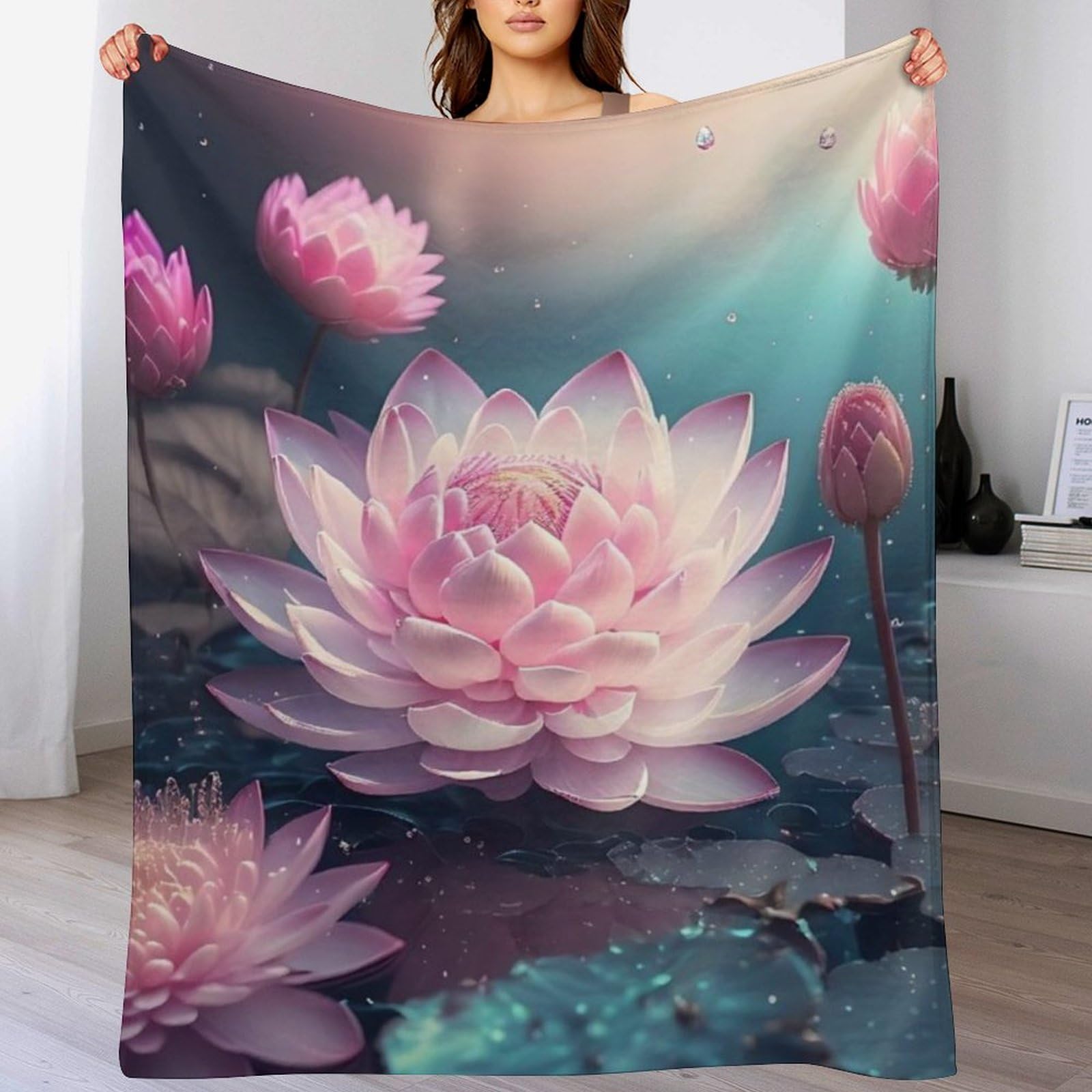 Couverture lotus en polaire 130x180 cm pour lit et canapé