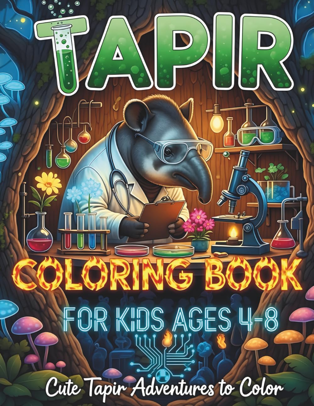 Tapir Coloring Book for Kids Ages 4-8: Fun Rainforest Animal & Jungle Wildlife Coloring Pages for Boys and Girls: Discover the World of Tapirs! An ... Activity Book with Cute Exotic Animals