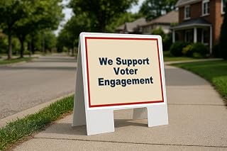 We Support Voter Engagement Patriotic Folding Coroplast A-Frame with Double-Sided 23in x23in