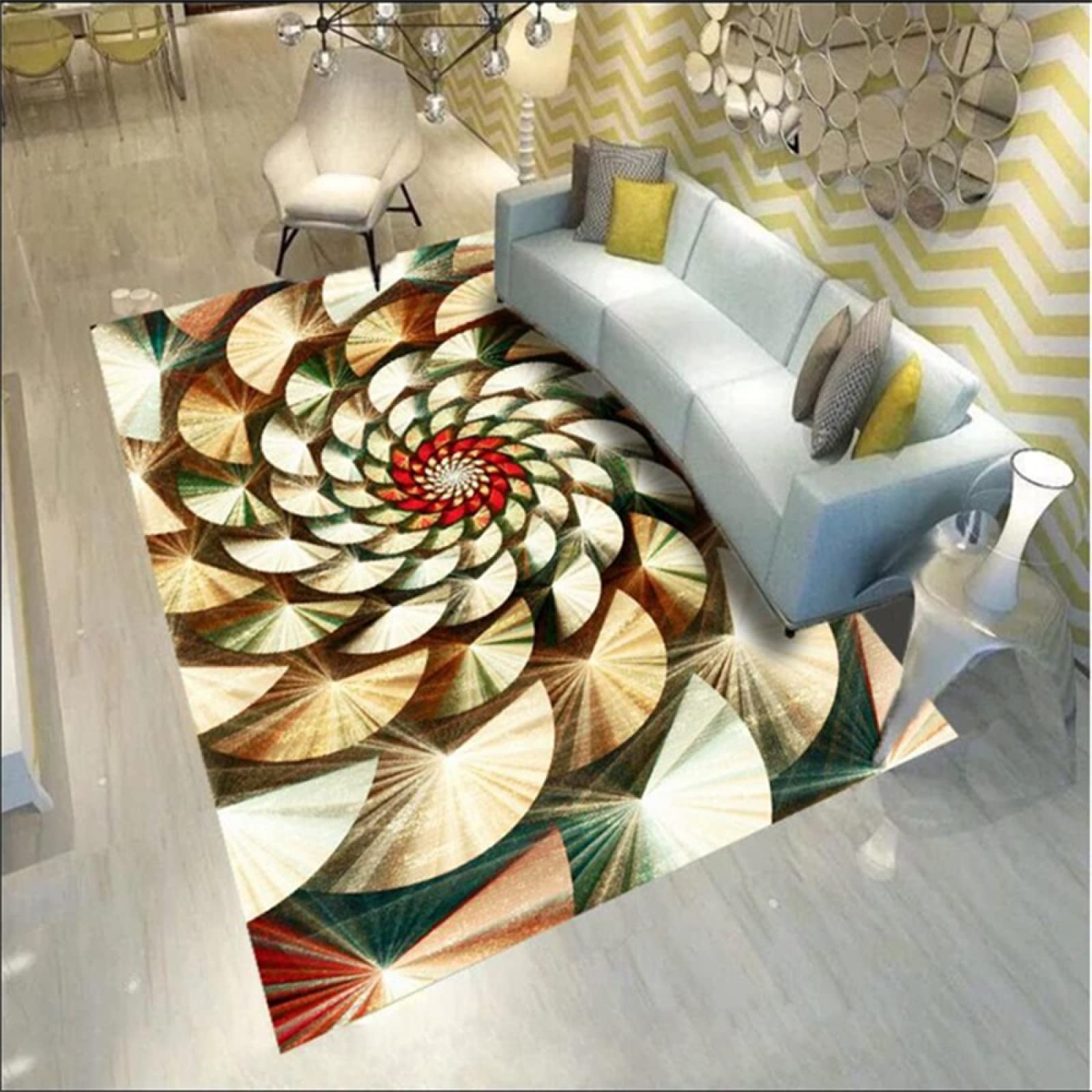 Tapis de salon géométrique multicolore pour espace de jeu enfant