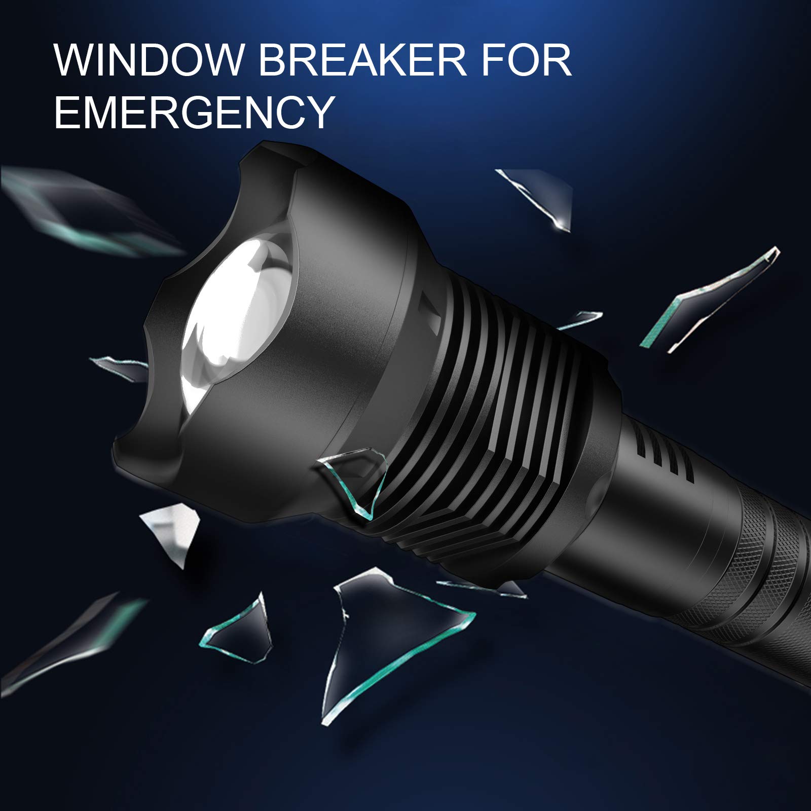 NPET XHP70 Linterna LED recargable por USB, linterna táctica súper brillante de 2000 lúmenes, linterna con zoom para camping, senderismo, hogar, exteriores y emergencias, impermeable y resistente a