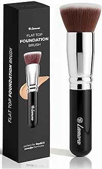 Foundation Brush Kabuki Flat Top - Perfect For Blending Liquid Make Up, Cream or Flawless Powder Cosmetics - Buffing, Stippling, Concealer - Premium Quality Synthetic Dense Bristles