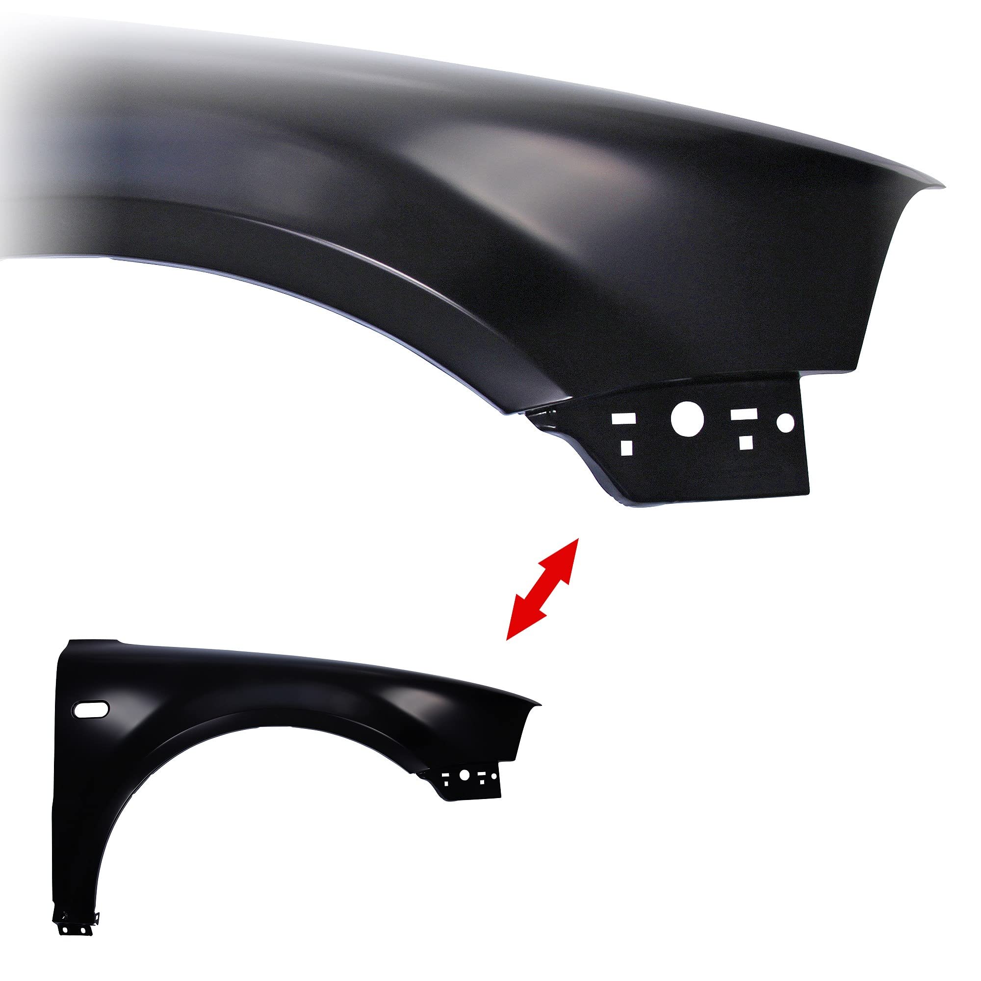 BESTPRICE 1x aile avant gauche avec trou pour clignotant, 1x aile avant droite avec trou pour clignotant Compatible avec VW PASSAT B5.5 (3B3),PASSAT B5.5 Variant (3B6)