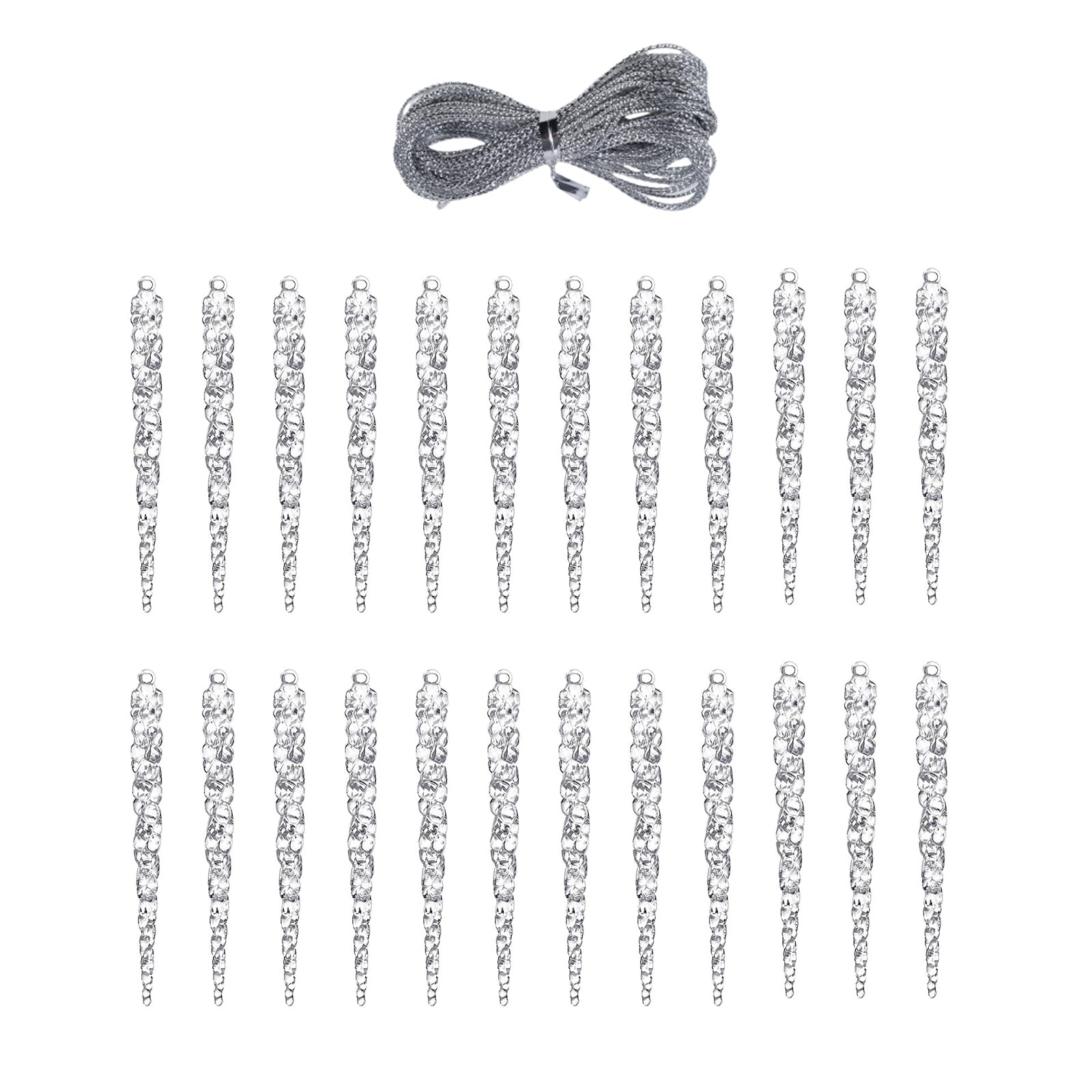 Tsophreniq Of 24 Shatterproof Acrylic Ice Cones Christmas Tree Ornament with Pre Installed Hanging Rings Pre Installed Hanging Ice Cones
