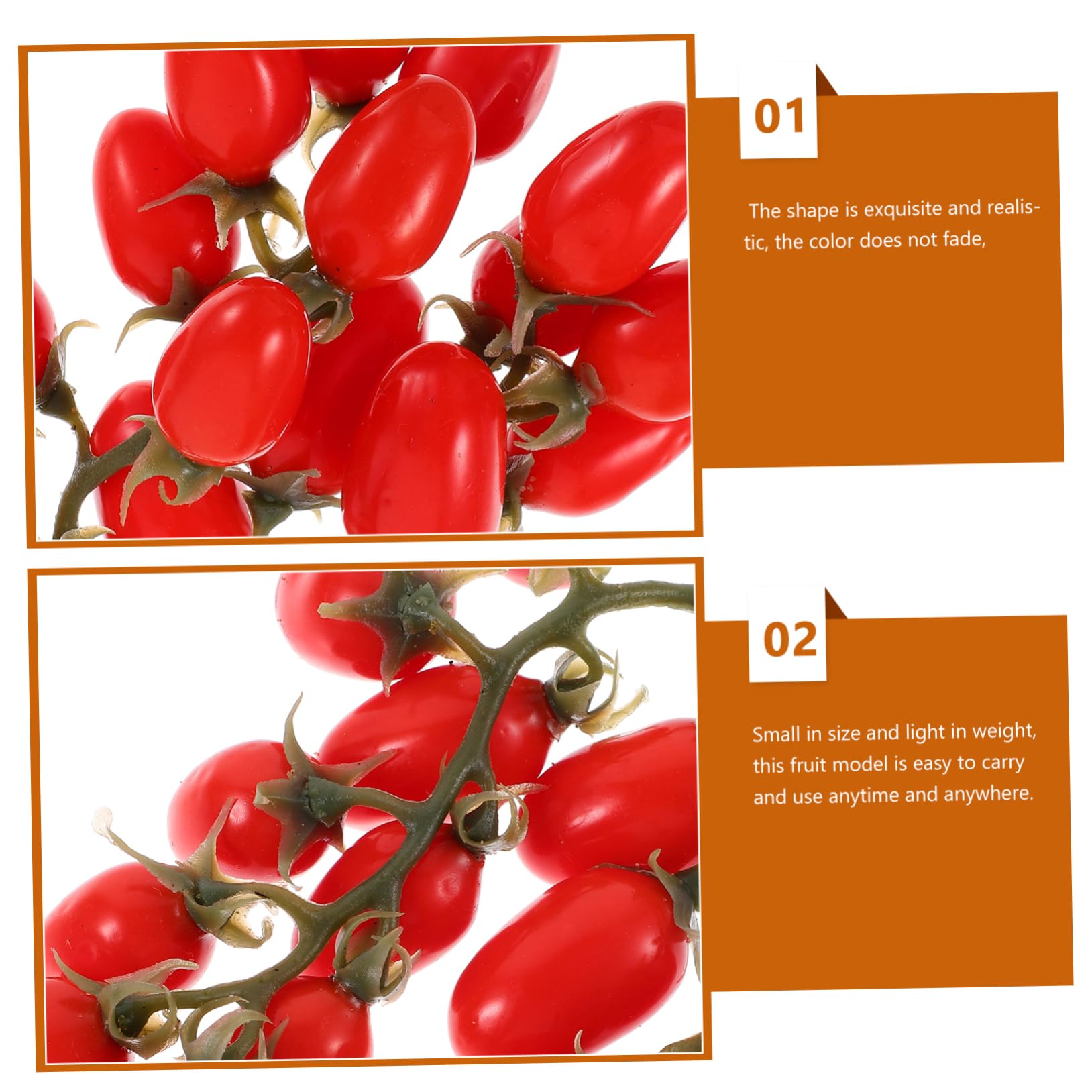MAGICLULU 4 Pièces Accessoires De Tomates Cerises Fausses Tomates Cerises Ornent Accessoire Photo De Fruits Faux Fruits Tomate Artificielle Fausses Tomates pour La Déco Plastique
