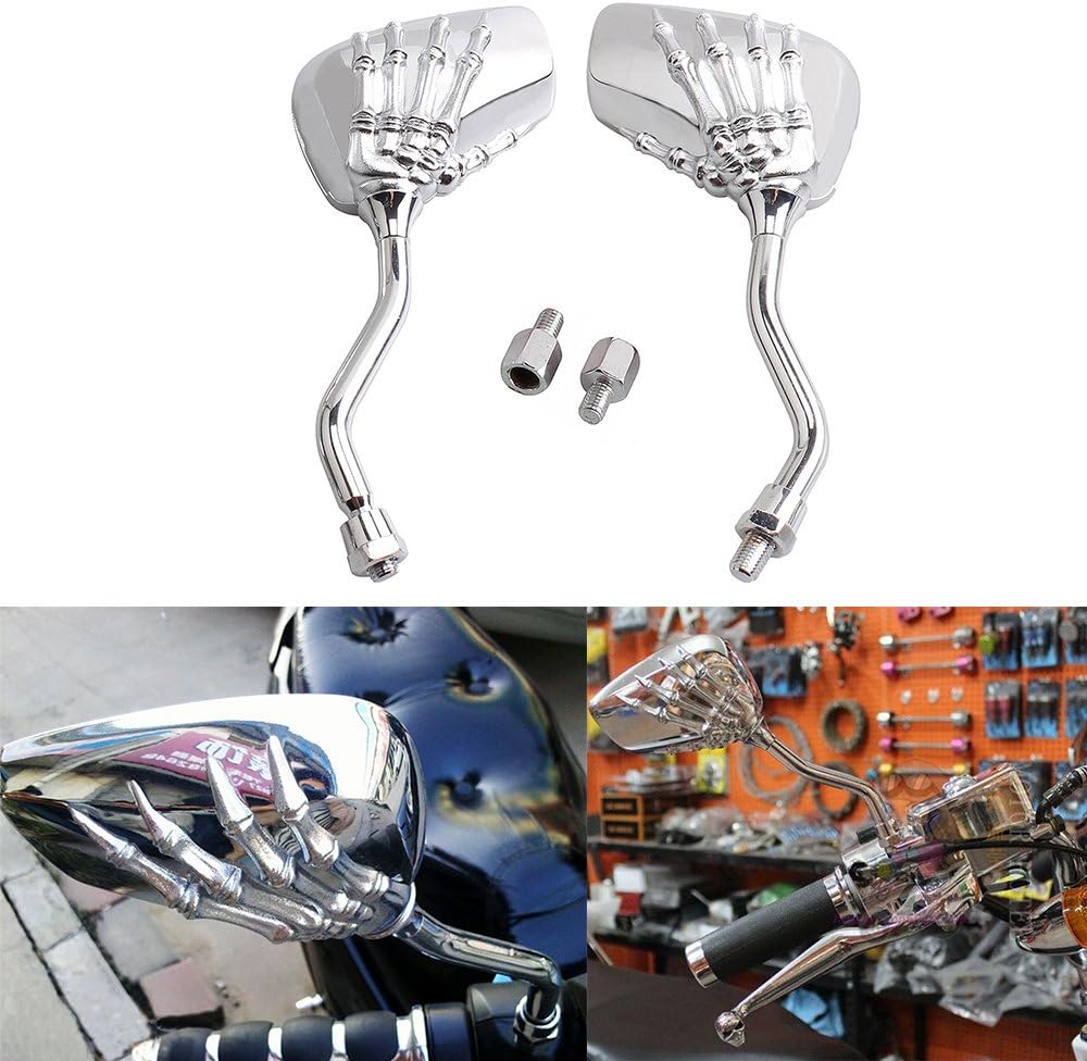 Rovizère & Side bar Mirrors Bar End Mirrors for Motorcycle Universal Rear View Mirrors For Honda Kawasaki Suzuki BMW KTM Truimph Hyosung Chopper Street Sport Bike Motif Silver