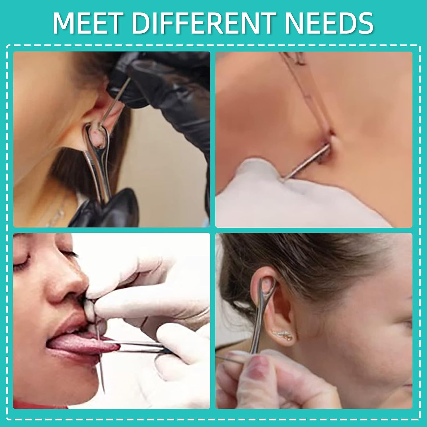 14G 16G Body Piercing Kit for Ear/Nose/Lip/Eyebrow/Septum/Industrial/Belly Button/Nipple Piercing Needles with Piercing Taper Insertion Tools and Jewelry Self Piercing Kits at Home