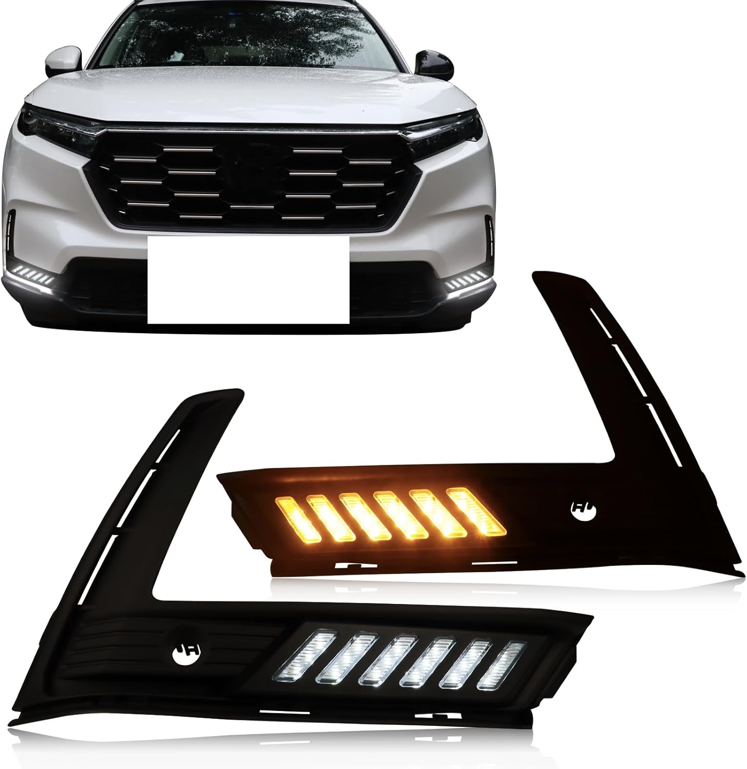 Switchback White/Amber Front Bumper Fog Daytime LED Running Light Sequential Turn Signal Feature Compatible with Honda CR-v CRV 2023-up LX EX Touring Fog Light Kit