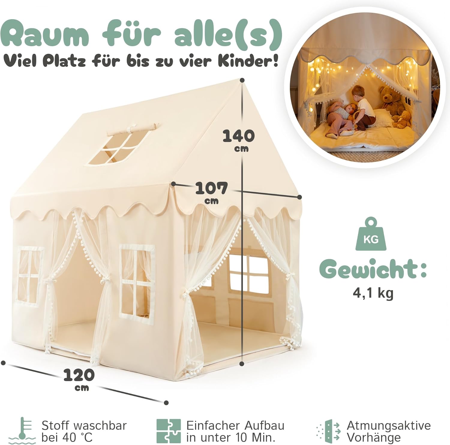 Vedere completă a cortului de joacă