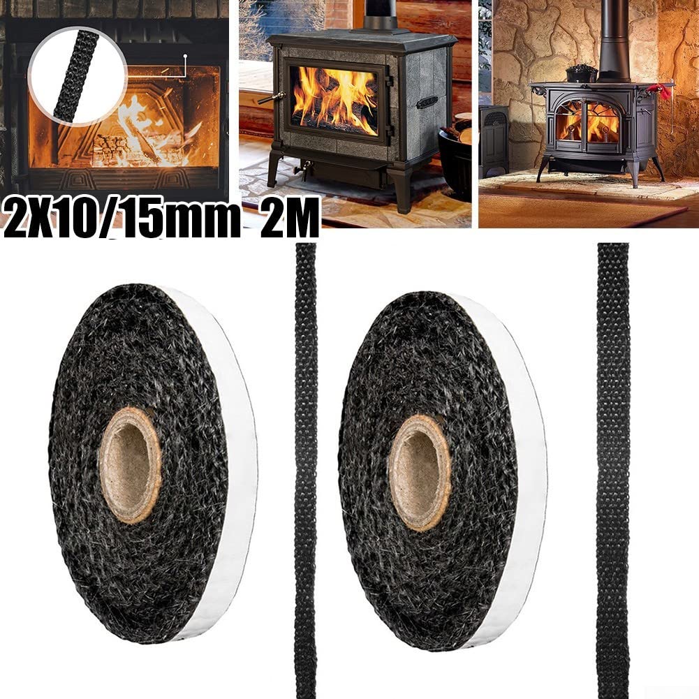 Corda antincendio per stufe a legna, kit corda nera 8 mm x 3 m, 12 mm x