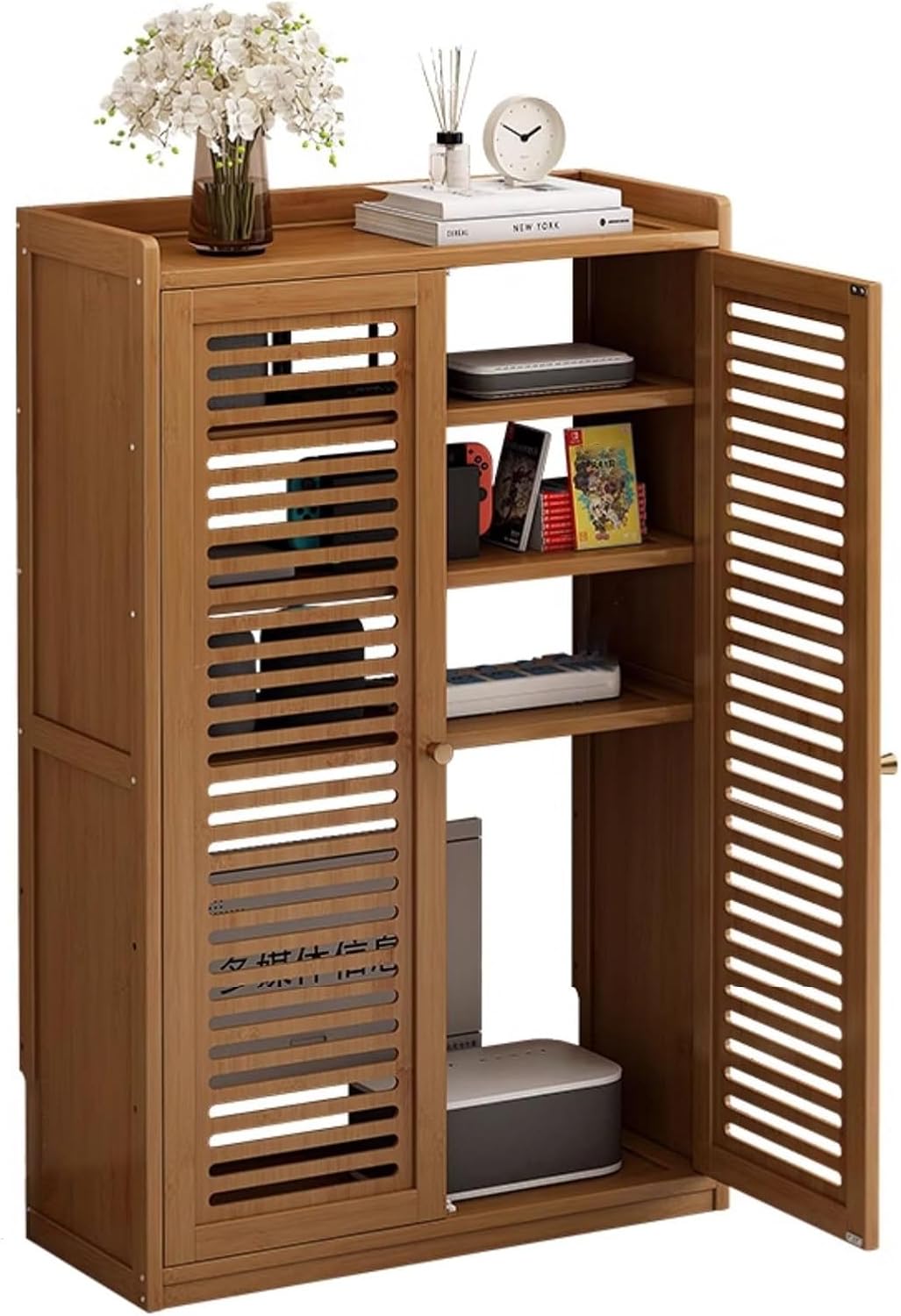 WiFi Router Storage Cabinet, Hidden Organizer Box, Stylish Floor-Standing Design for Living Room, Office, Bedroom, Perfect for Managing Cables and Devices