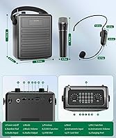 Vista 8 de SHIDU Amplificador de voz de 40 W con micrófono inalámbrico, sistema PA portátil con micrófono y altavoz inalámbricos, micrófono portátil Bluetooth