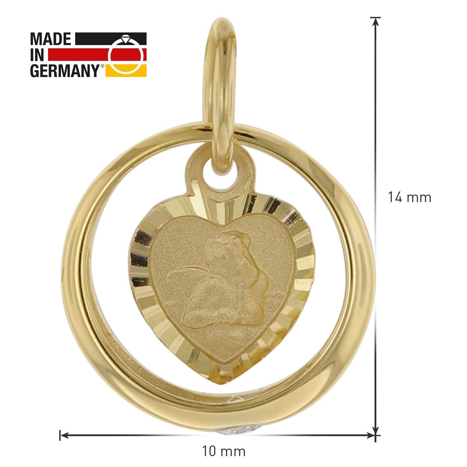 trendor Taufring mit Amorherz Gold 585 an goldplattierter Silberkette 75120