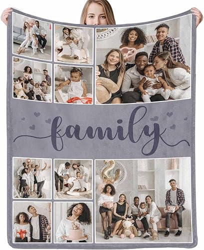 Miniatura 9 de Manta personalizada con fotos fabricada en Estados Unidos, manta personalizada para regalo conmemorativo de 10 fotos, manta personalizada para