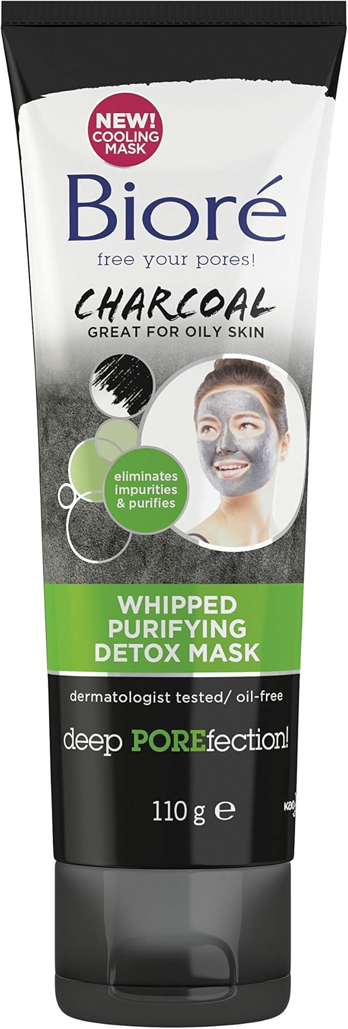 Biore Charcoal Whipped Purifying Detox Face Mask for Oily Skin, 110 g