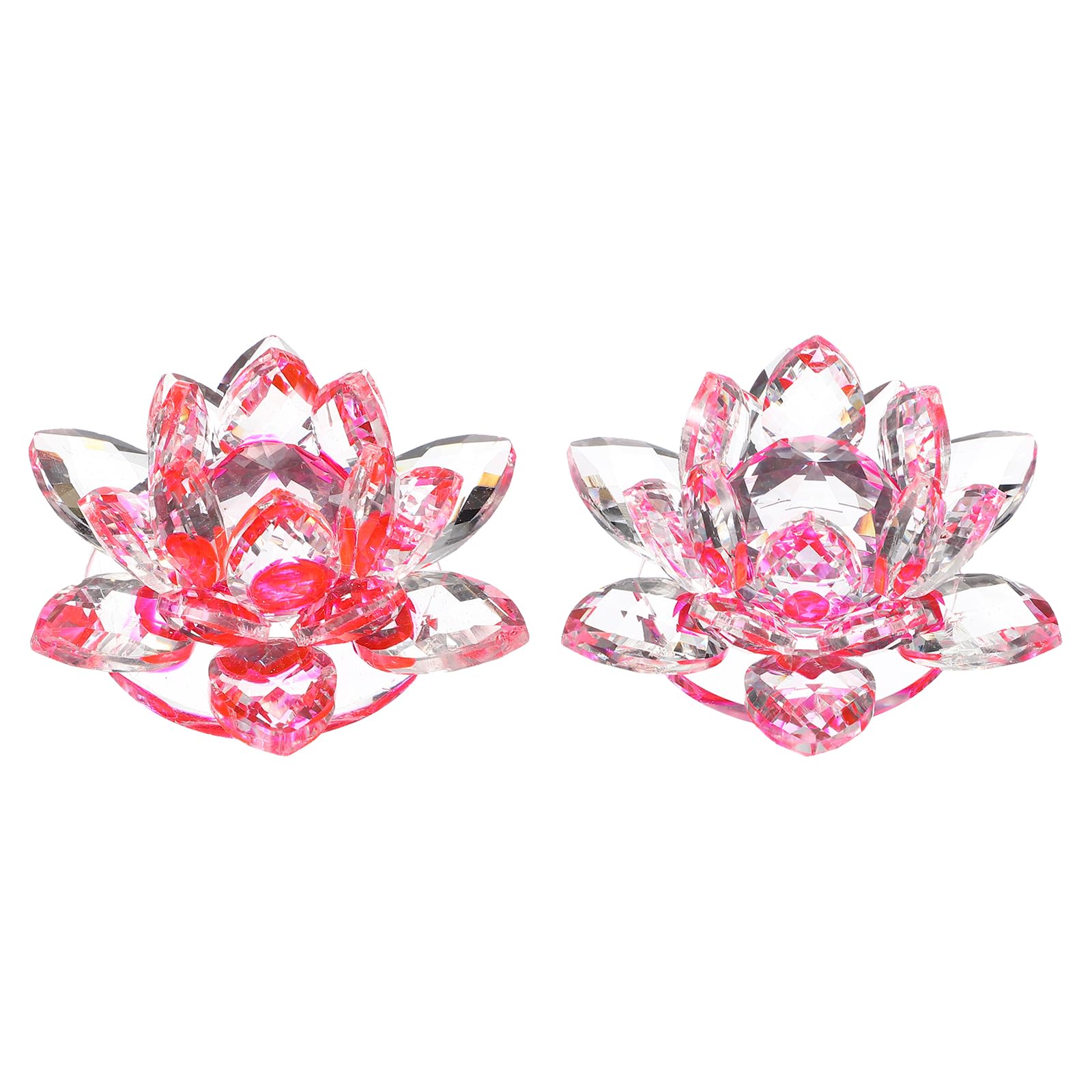 Lotus en cristal rose figurine decorative transparente de salon et accessoires de table
