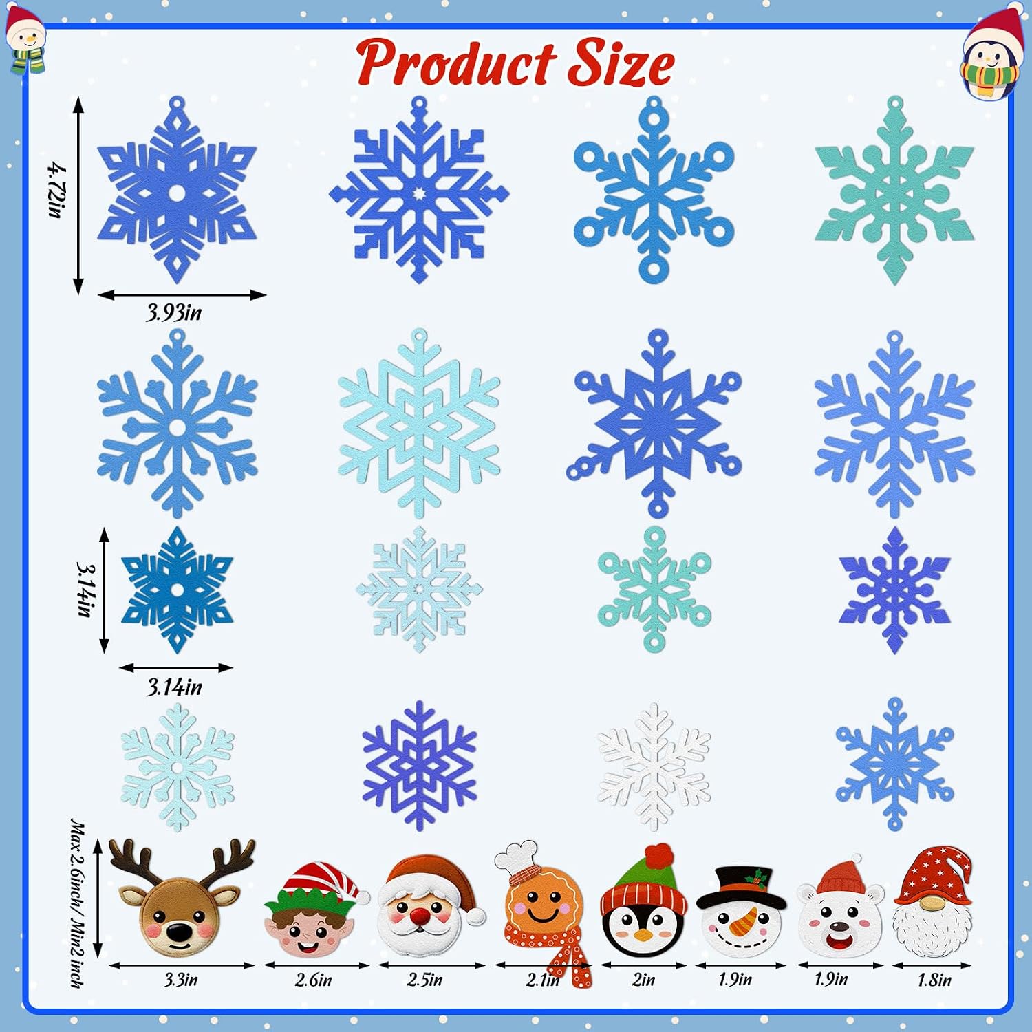 80UncleKimby 30pcs Christmas Winter Crafts for Kids - DIY Snowflake Felt Ornament Kit for Holiday Party, Classroom Arts and Craft Kits Bulk