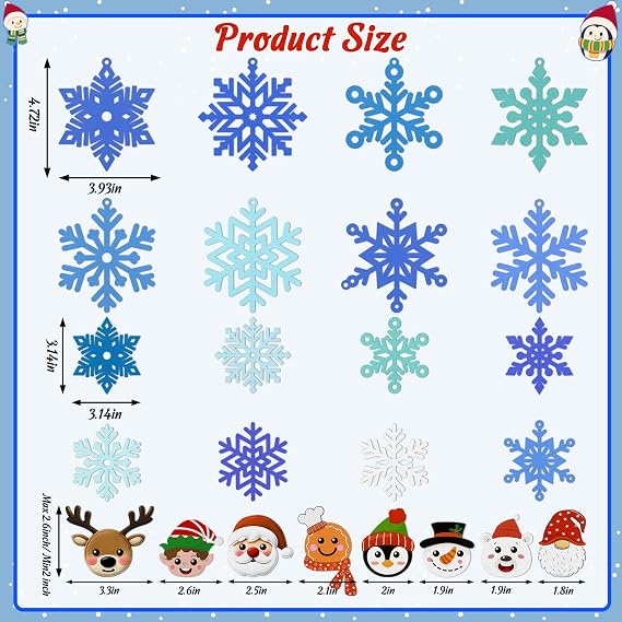 80UncleKimby 30pcs Christmas Winter Crafts for Kids - DIY Snowflake Felt Ornament Kit for Holiday Party, Classroom Arts and Craft Kits Bulk