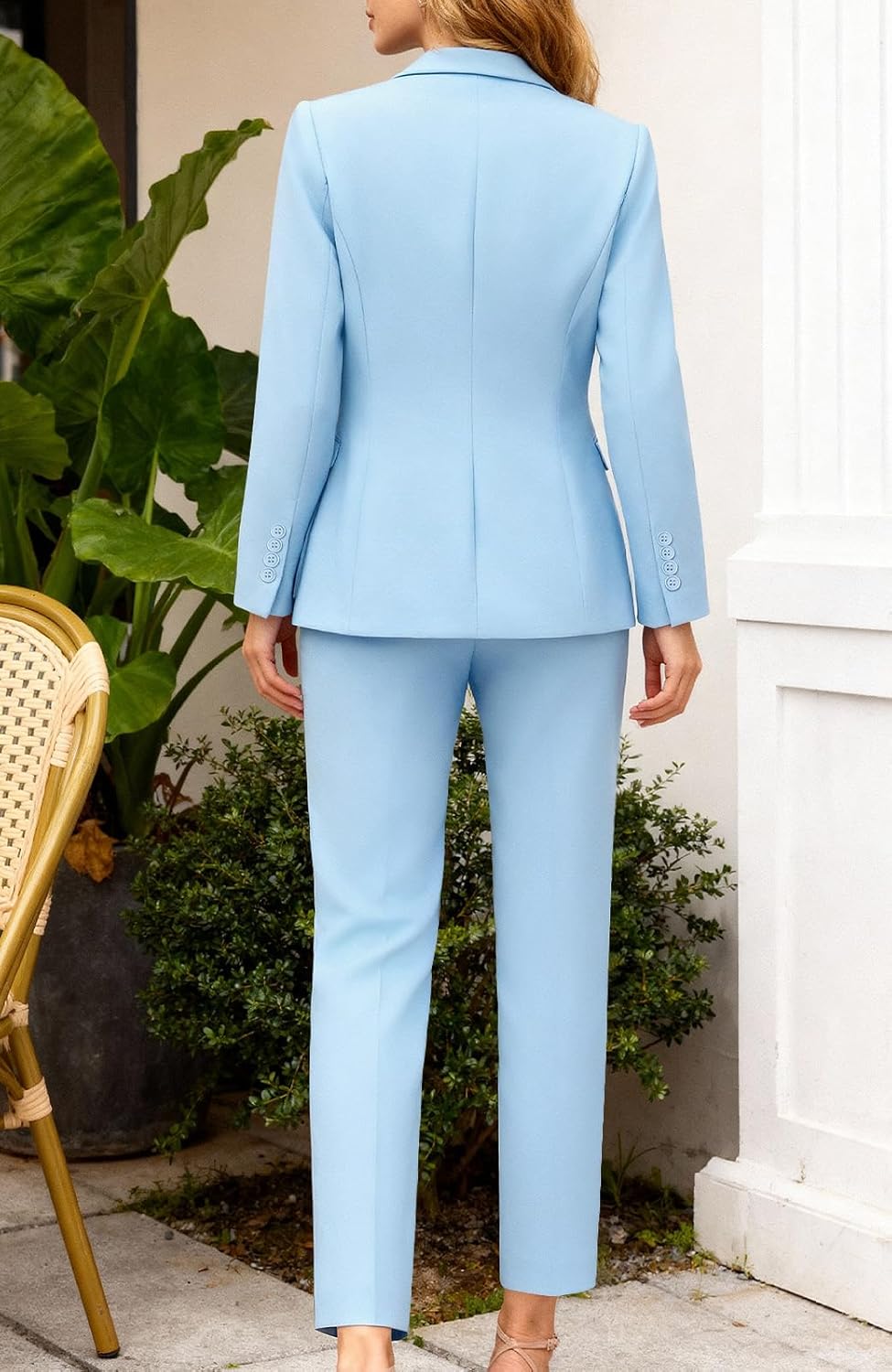 Women's 2 Piece Suit Lady 2 Button Business Work Office Slim Fit Blazer Jacket Pants Set - Image 5