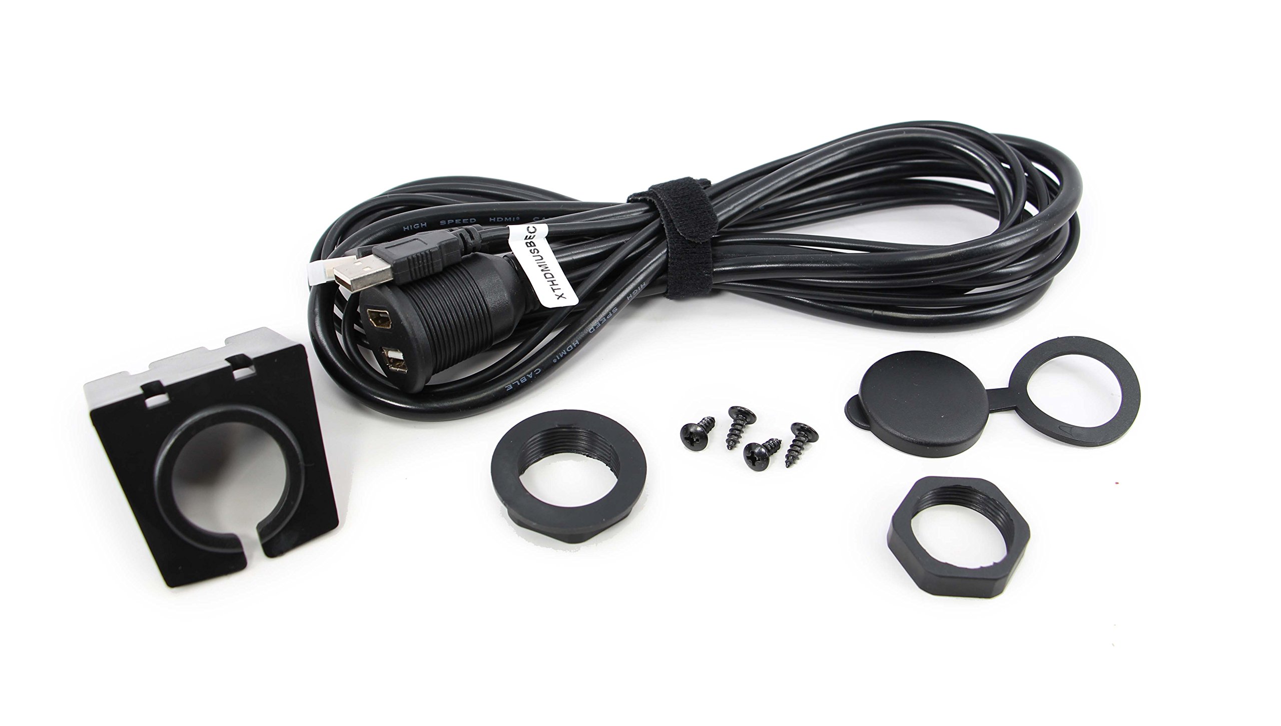 XtenziHDMI and USB AUX Extension Panel Flush Mount 2 Meter Cable, Car Bike Boat Motercycle Lead 2110