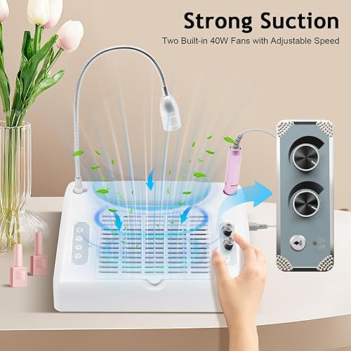 Miniatura 3 de Máquina de manicura 5 en 1 para taladro de uñas, 30000 rpm, secadora de lámpara de uñas eléctrica, colector de polvo de uñas para manicura de uñas