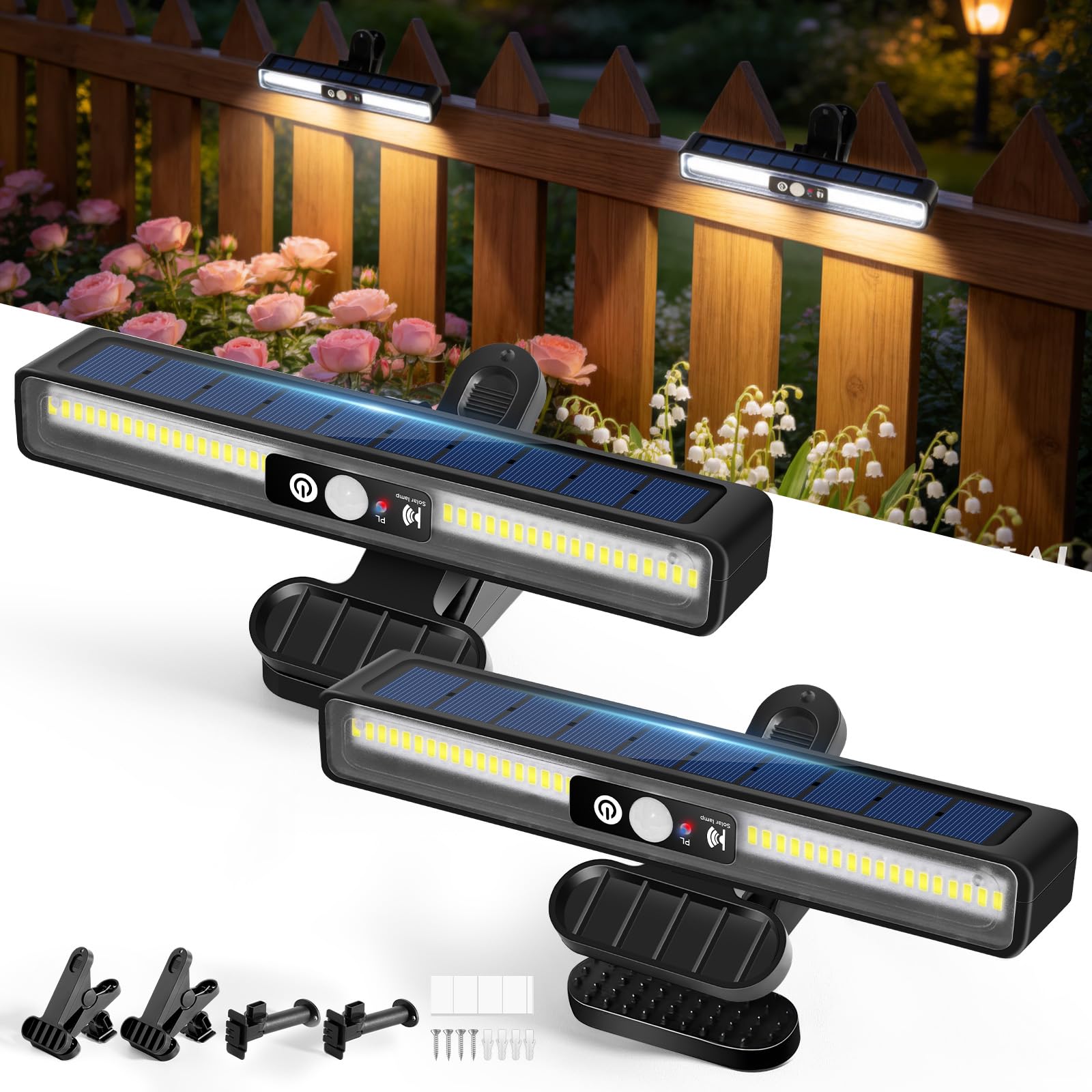 View 1 of **MISSING 1**Forlivese Clip On Solar Motion Sensor Outdoor Lights, 2 Pack, Cold White