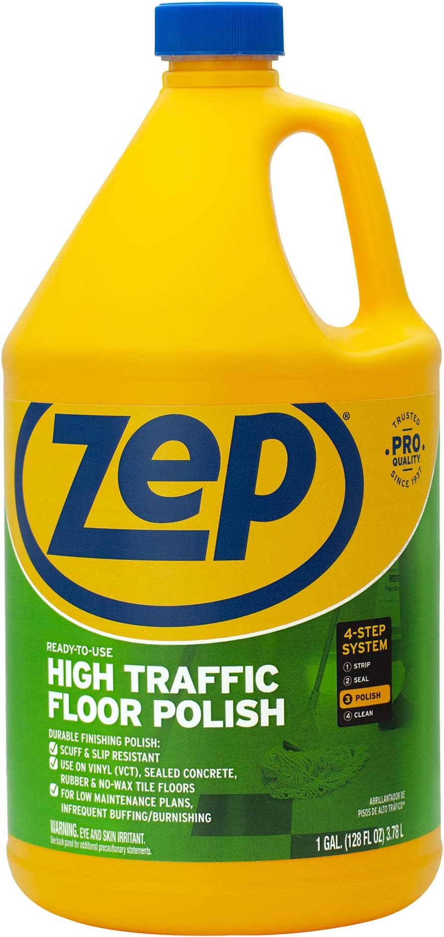 Zep High Traffic Floor Polish (1), Clear, Green, 128 oz.