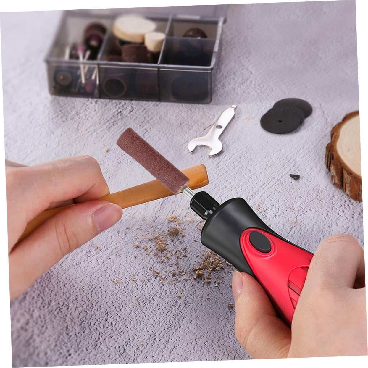 LIFKOME 1 Set Rotary Tool Sanding Drum with Grit Flap Wheels Shank for Precision Woodworking and Polishing Sandpaper Drum Attachment for Efficient Surface Finishing