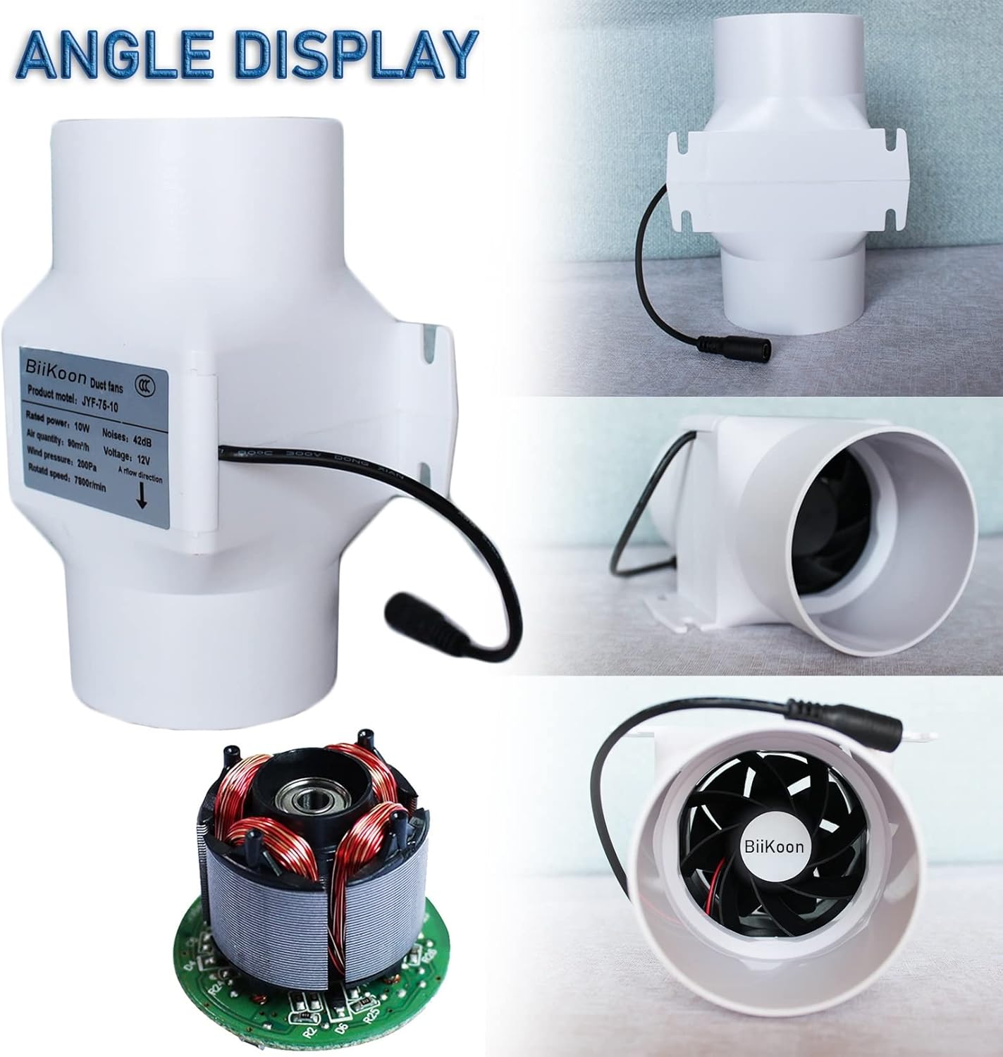 3 Inch 53 Cfm Inline Duct Ventilation Fan HVAC Exhaust Intake Fans 12V 10W Vent Blower for Hydroponics Grow Tent Attic Kitchen (Color : Adjustable Speed, Size : 10w)