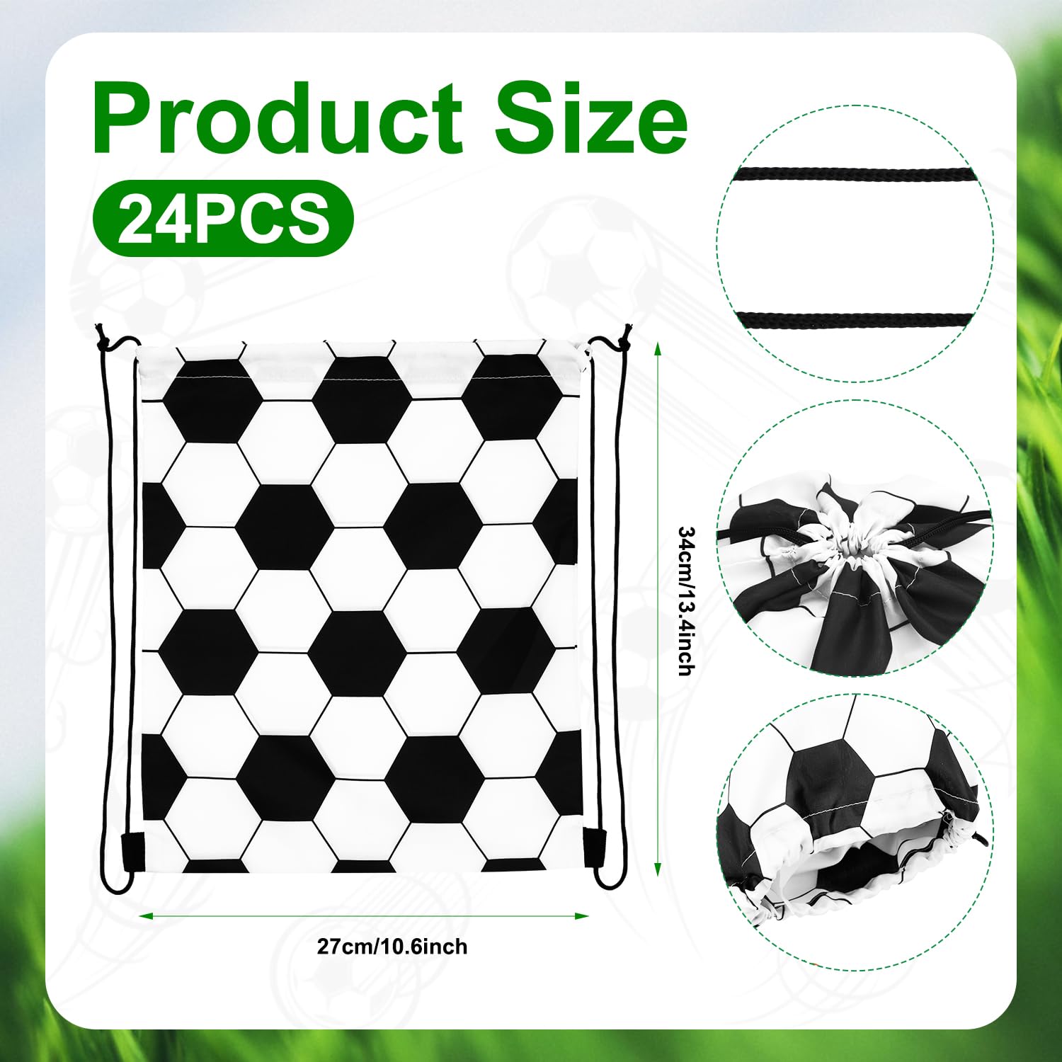 24 Pièces Sac de Cadeau de Fête de Football, 34 x 27cm Sac à Dos avec Cordon de Serrage Sachets Cadeau Foot Friandises Sac de Cadeaux pour le Thème du Sport Fête d'Anniversaire Fournitures
