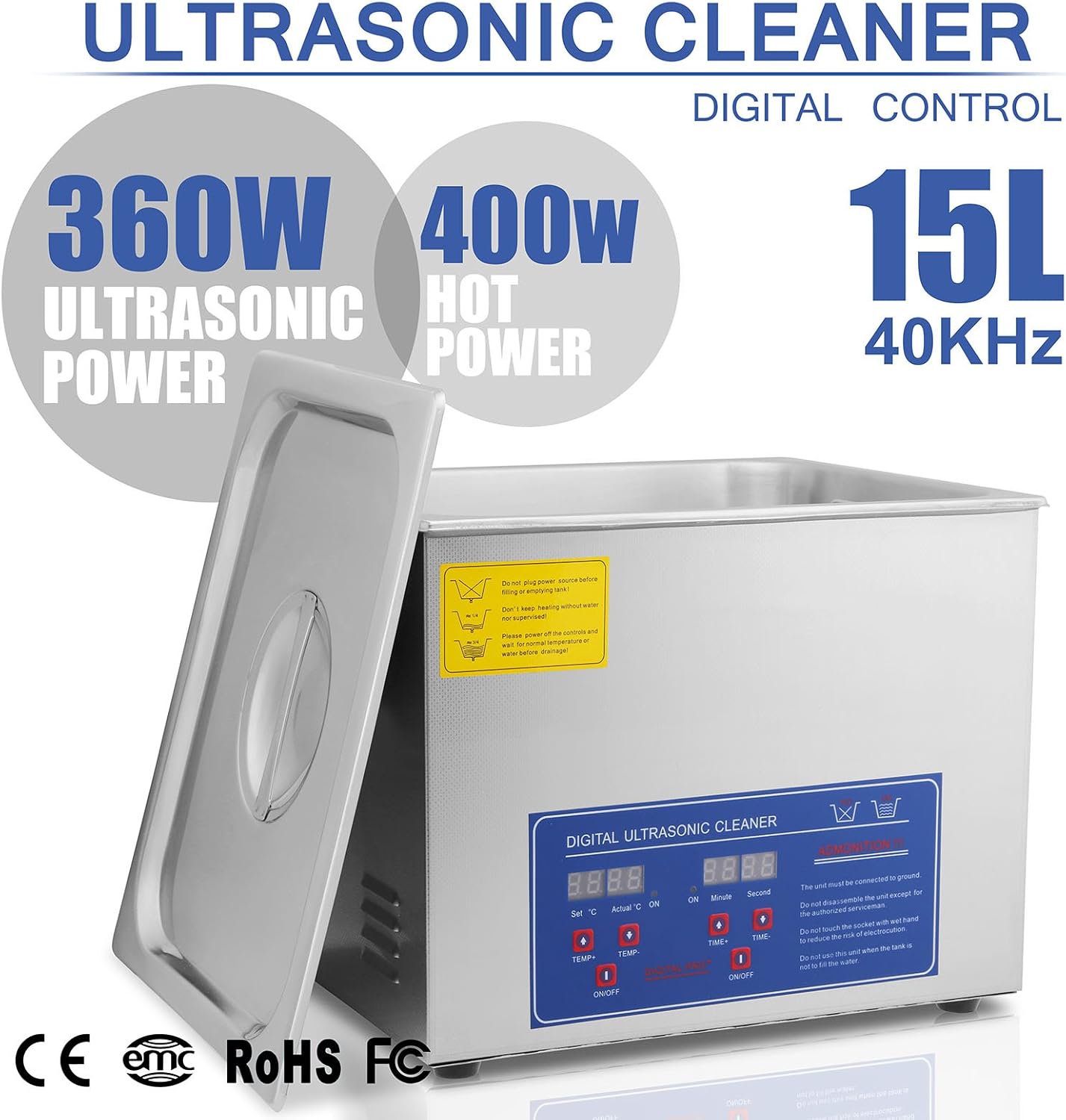 pulitore ad ultrasuoni con riscaldamento a timer