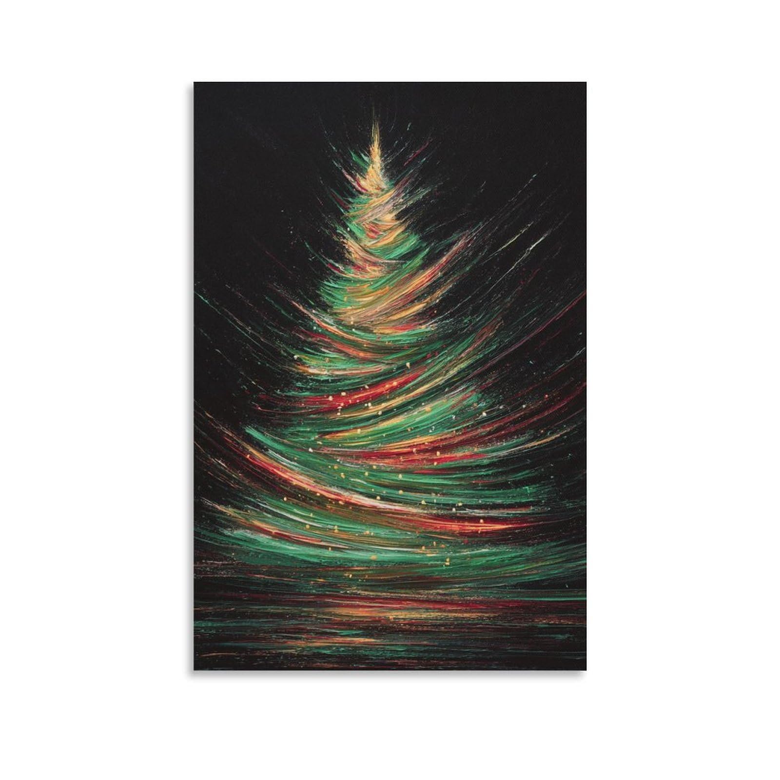 KNZVCXUEH Christmas Tree Canvas Wall Art Paintings Reproduction Modern Gallery for Bedroom Office Christmas Eve Giclee Artwork Rectangle 12x18inch(30x45cm)