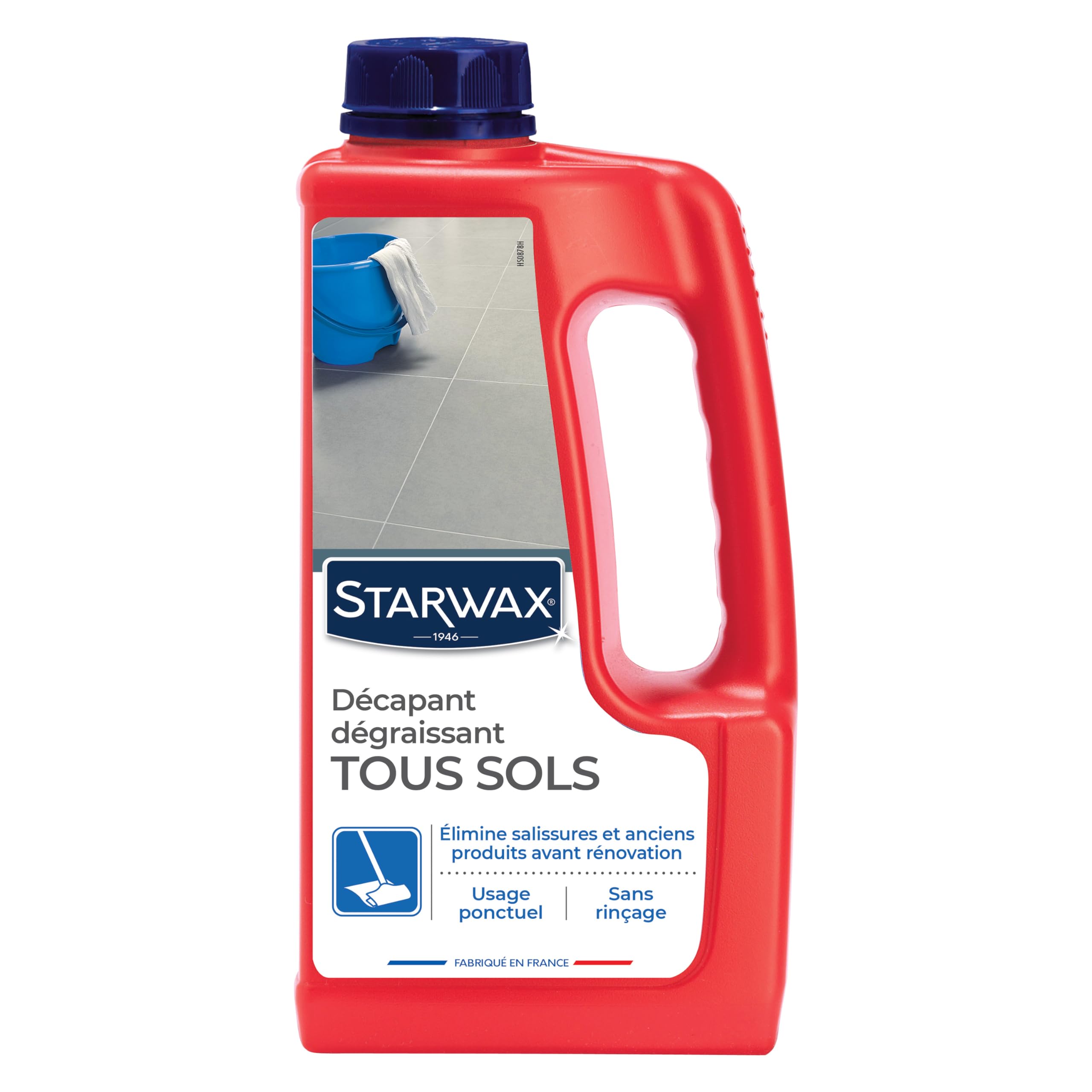 STARWAX Décapant Dégraissant Sans Rinçage 1L Tous Sols Carrelages PVC Parquets Vitrifiés 80m²