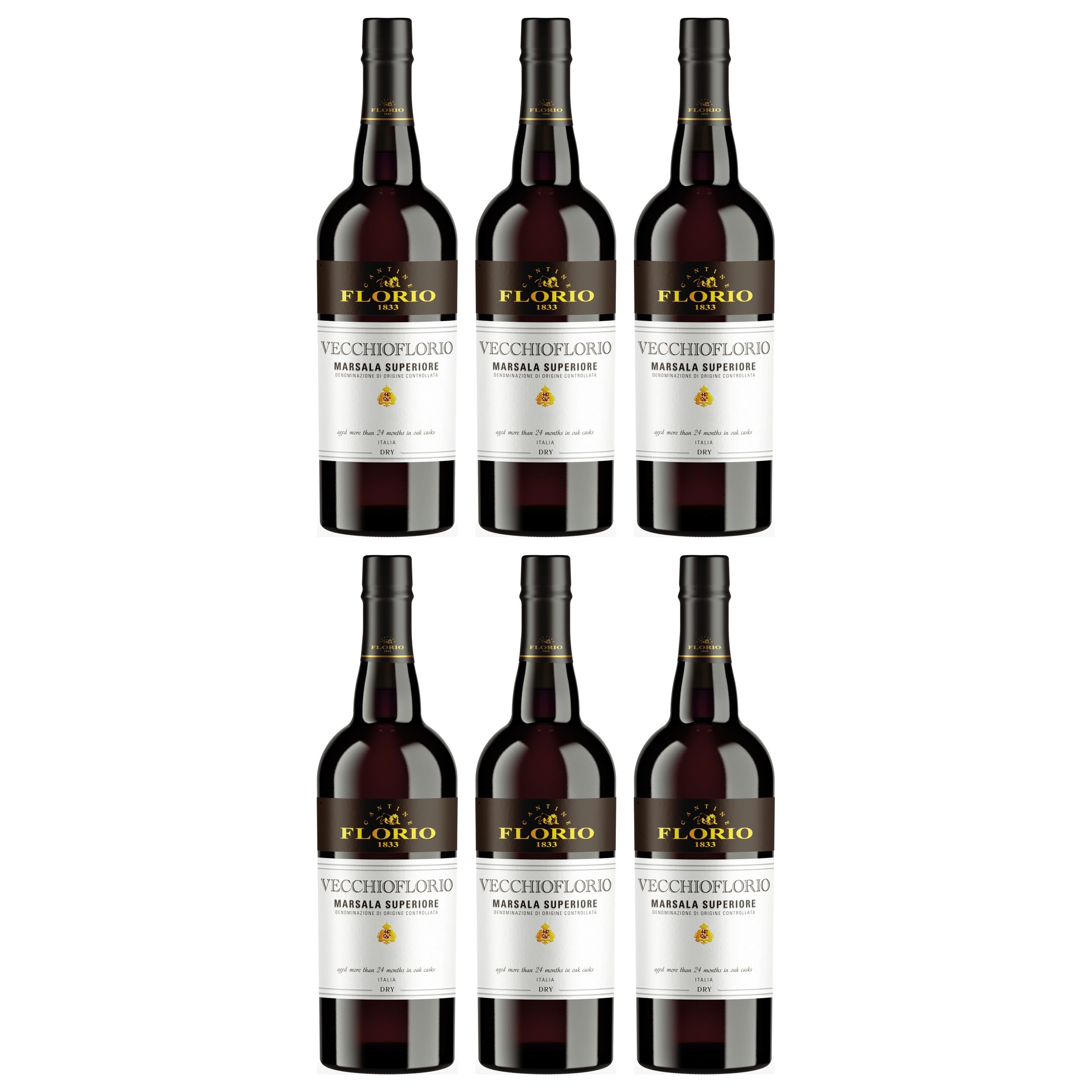 Cantine Florio Vecchio Marsala Superiore Secco Marsalawein Trocken Italien inkl. FeinWert E-Book (6 x 0.75 l)