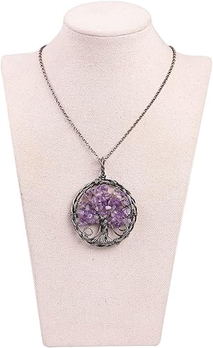 Miniatura 3 de JOE FOREMAN Flourish - Collar con colgante de chakra del árbol de la vida, joyería para mujer, hecho a mano, chips de cristal de amatista natural,