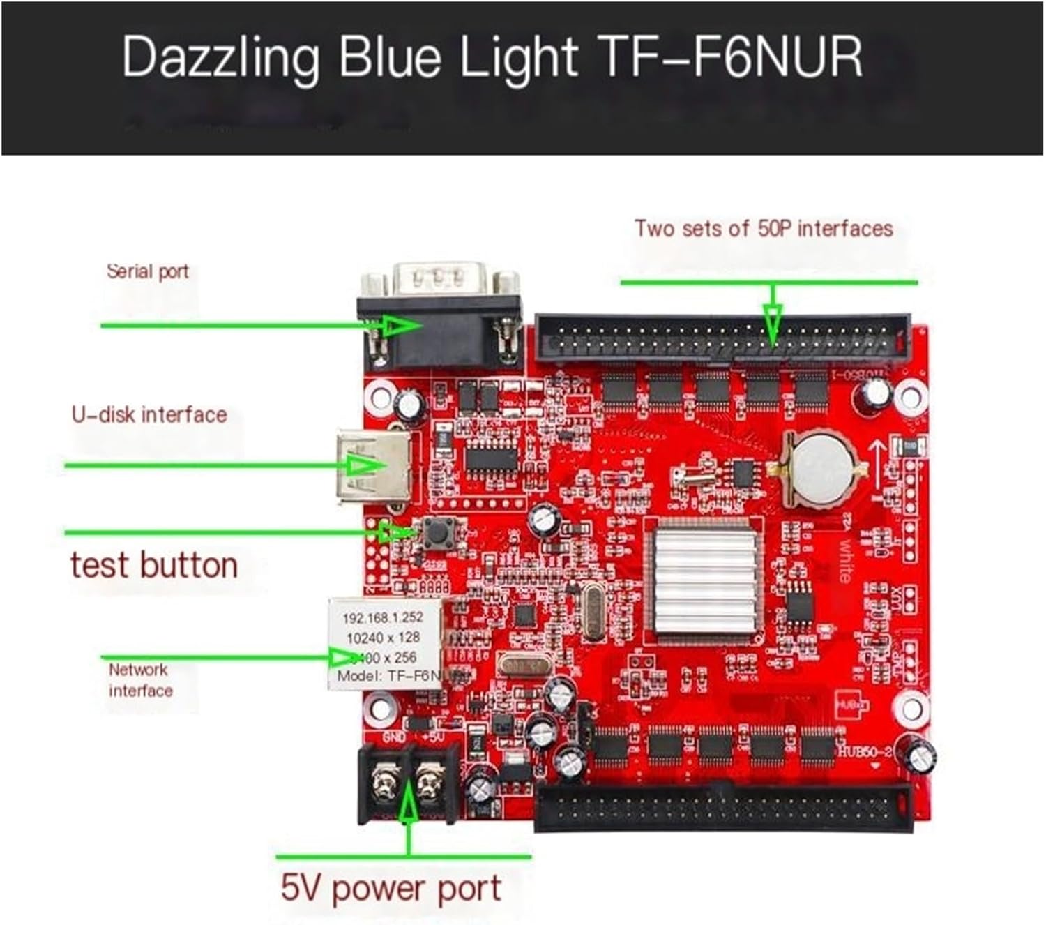 Control Card TF-F6NUR Network Port Card U Disk Serial Port Single and Double Color led Display E6NUR F6NUR