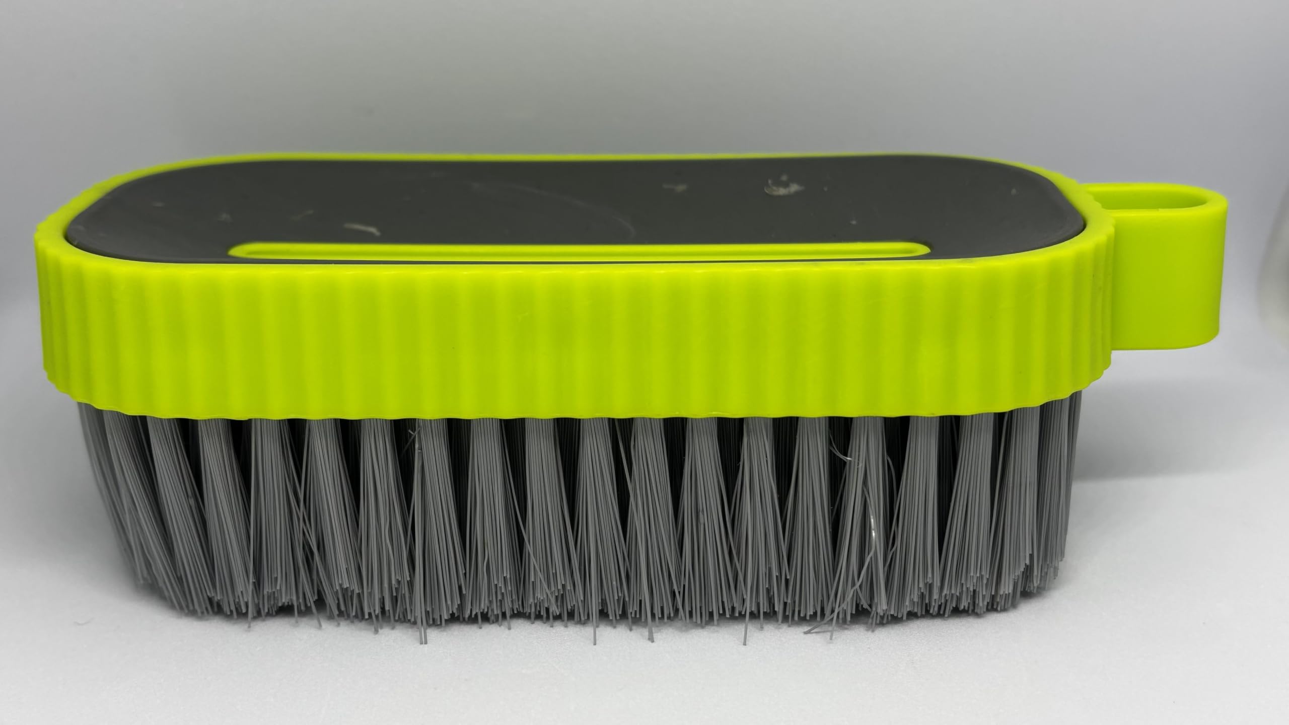 Laundry Scrub Brush with Ergonomic Handle, Grey Bristles, Multi-Color Design for Clothes Washing and Stain Removal (Neon Green)-image-43