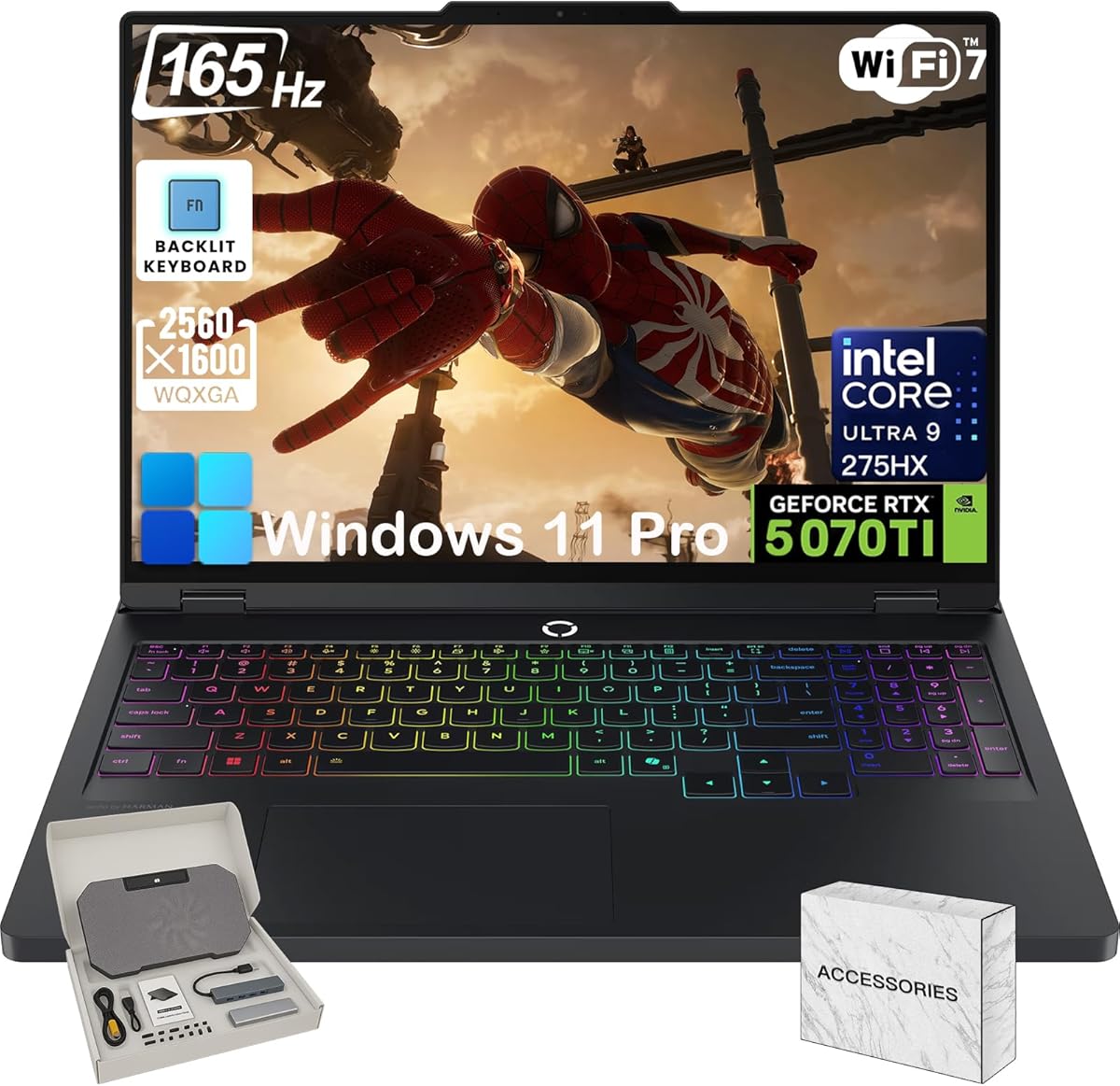 Lenovo Legion Pro 5i Gen 10 Gaming Laptop 2025, GeForce RTX 5070 Ti, Intel 24 Core Ultra 9 275HX, 64GB RAM, 1TB SSD, 16" 2.5K OLED 165Hz Display, Win 11 Pro, Wi-Fi 7, 24zone RGB Backlit, w/Accessories : Electronics