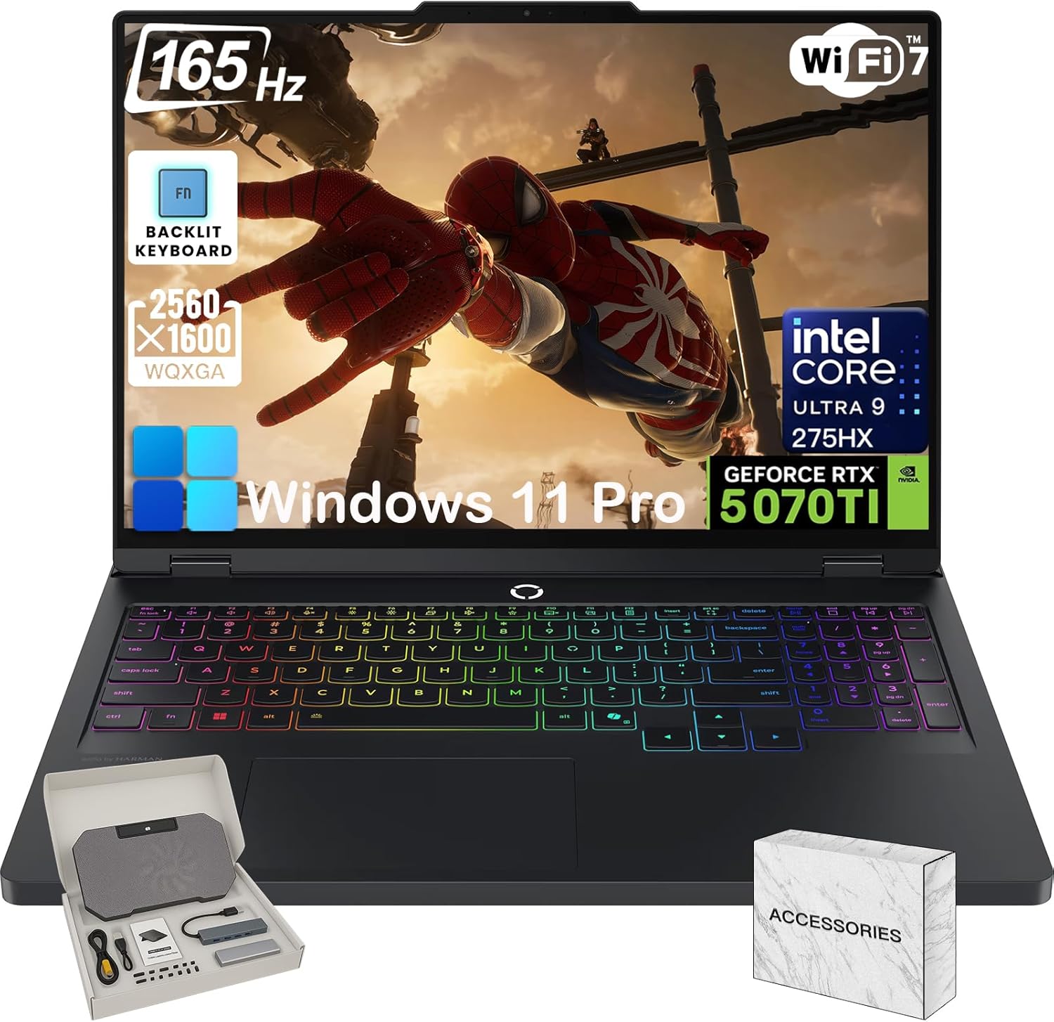 Lenovo Legion Pro 5i Gen 10 Gaming Laptop 2025, GeForce RTX 5070 Ti, Intel 24 Core Ultra 9 275HX, 64GB RAM, 1TB SSD, 16" 2.5K OLED 165Hz Display, Win 11 Pro, Wi-Fi 7, 24zone RGB Backlit, w/Accessories - Amazon product rated Grade A