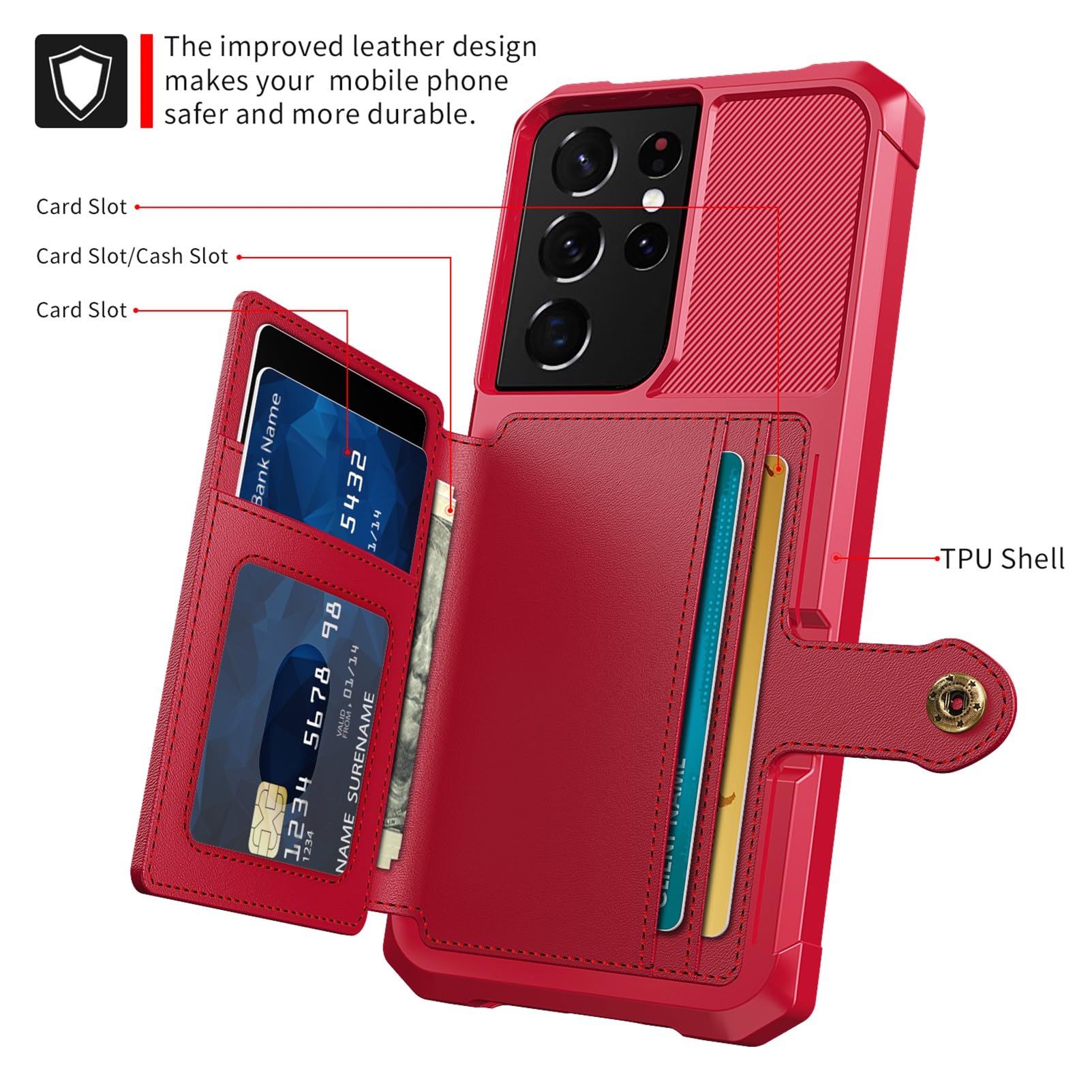 Amazon.co.jp: Tcaraersing 財布型ケース Samsung Galaxy S21 Ultra用